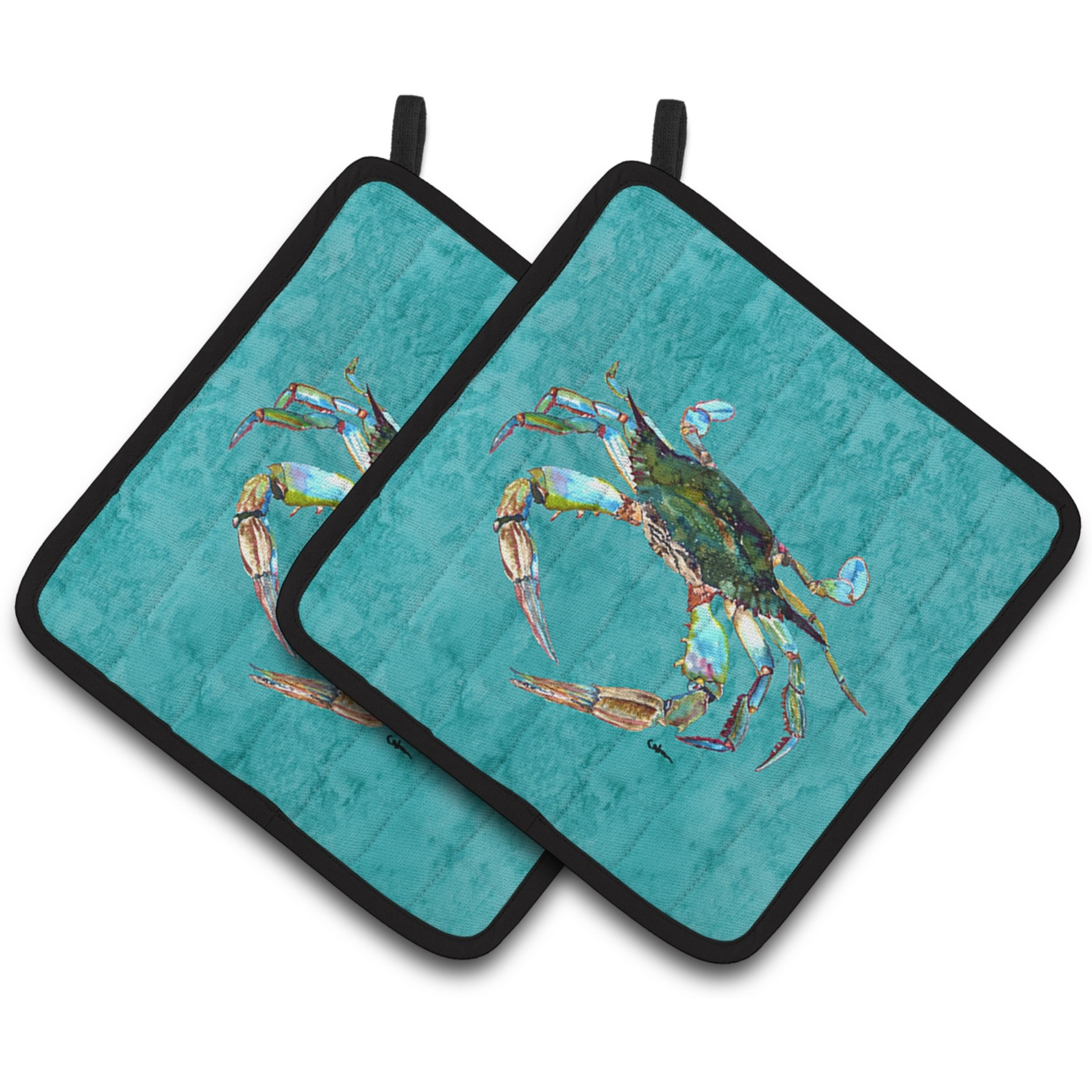 &quotCaroline's Treasures Crab Pair of Pot Holders 8657PTHD, 7.5HX7.5W, Multicolor"
