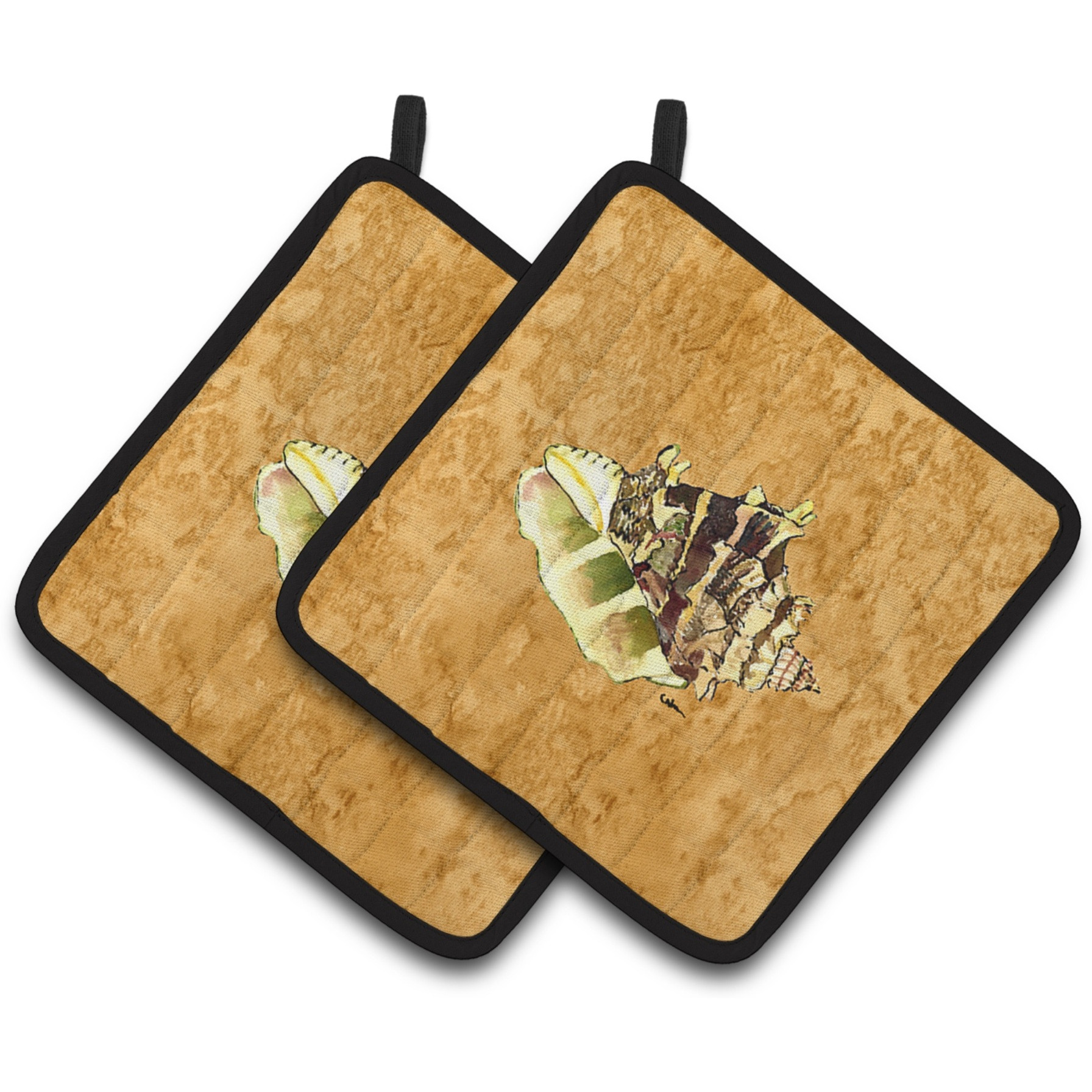 &quotCaroline's Treasures Shell Pair of Pot Holders 8658PTHD, 7.5HX7.5W, Multicolor"