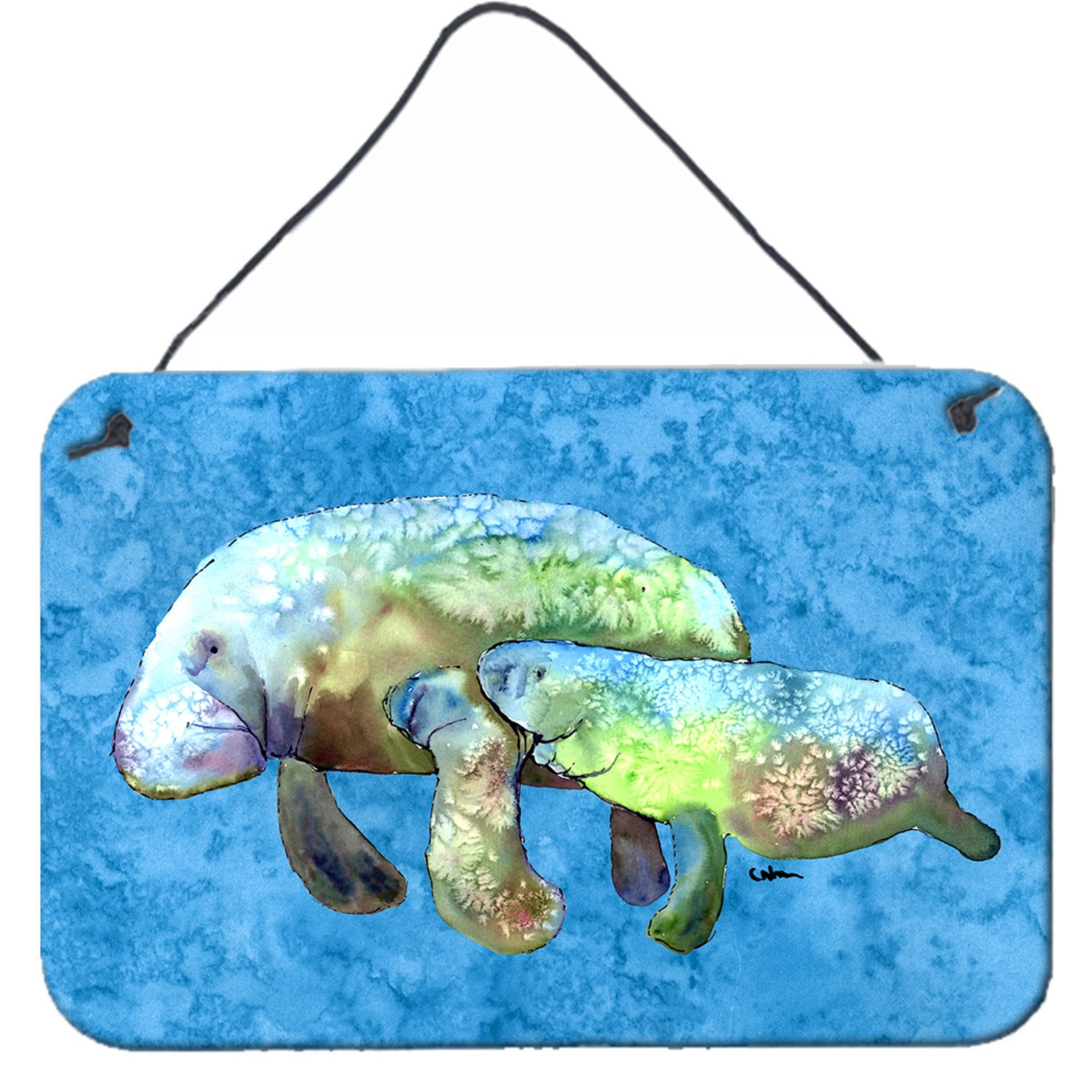 &quotCaroline's Treasures Manatee Aluminum Metal Wall or Door Hanging Prints, 8 x 12"""