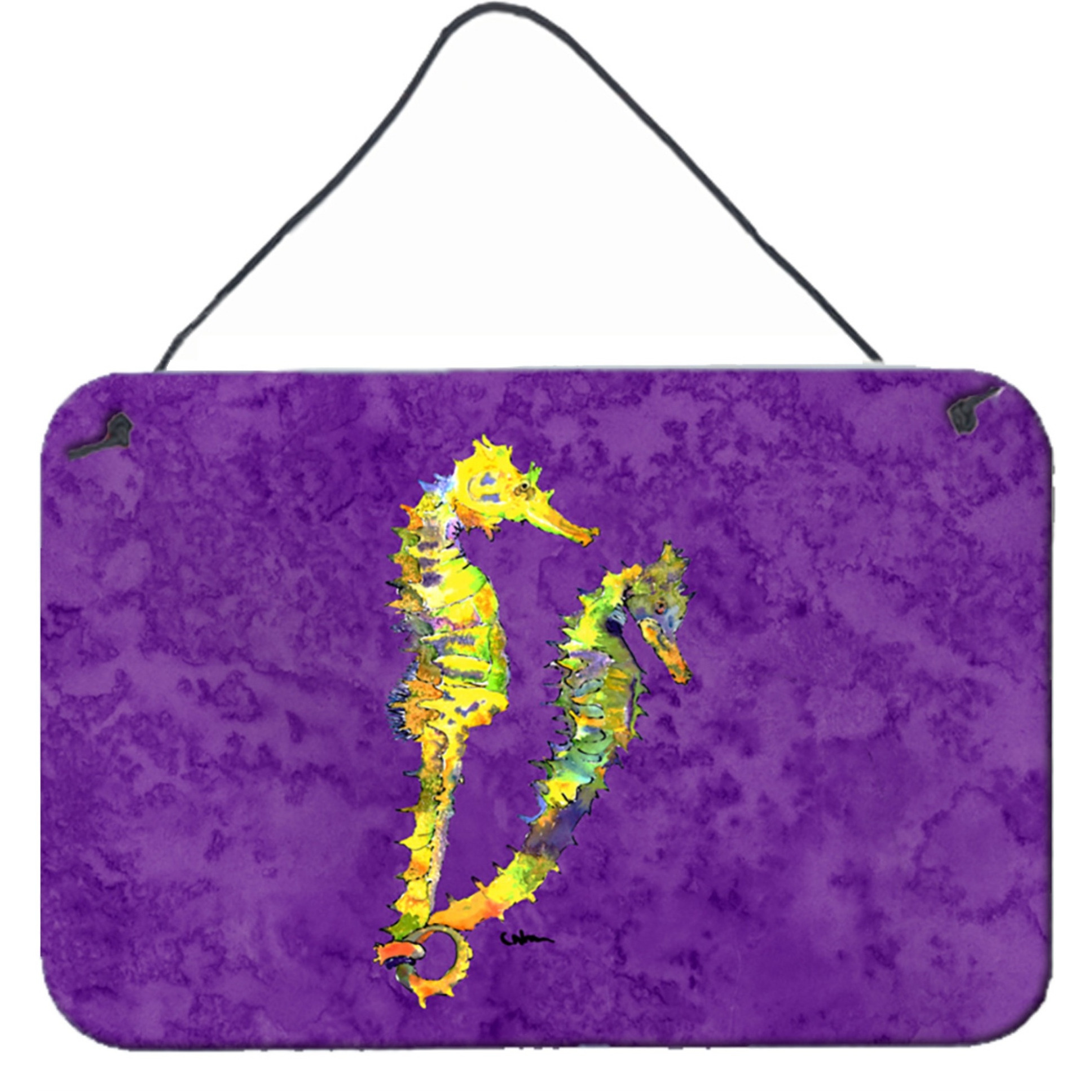 &quotCaroline's Treasures 8661DS812 Seahorse Indoor Aluminum Metal Wall or Door Hanging Prints, 8 x 12"", Multicolor"