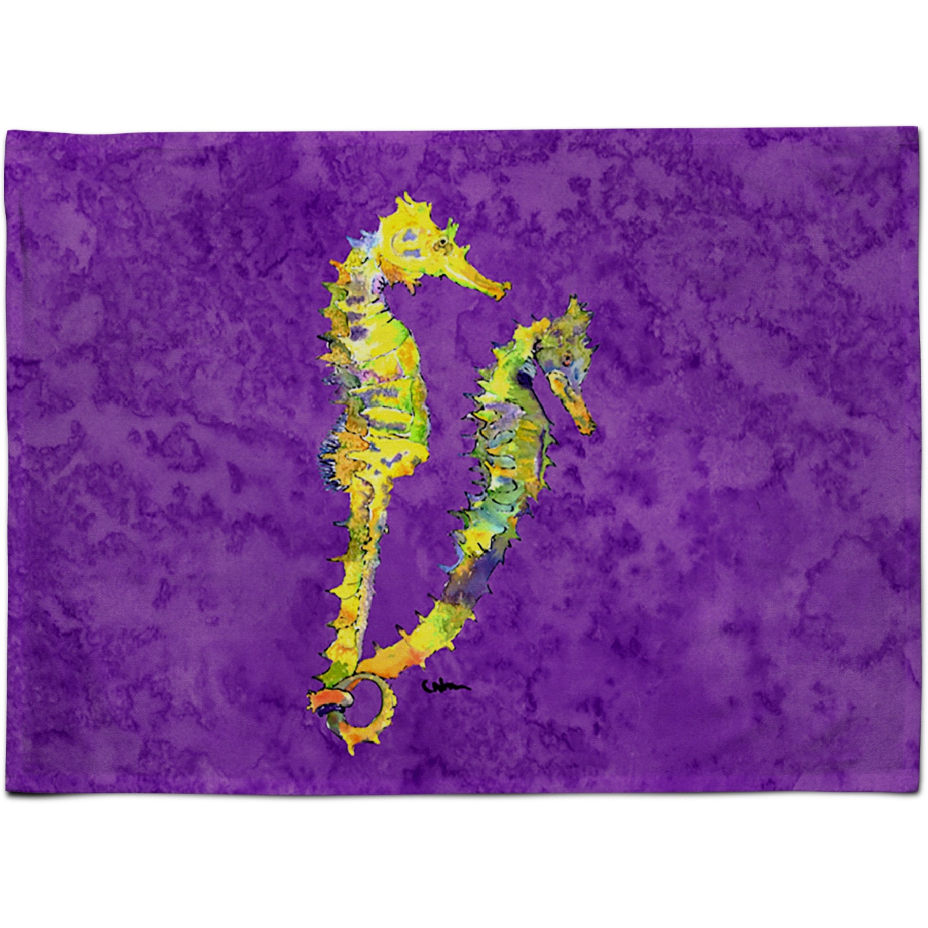 &quotCaroline's Treasures 8661PLMT Seahorse Fabric Placemat, Multicolor"