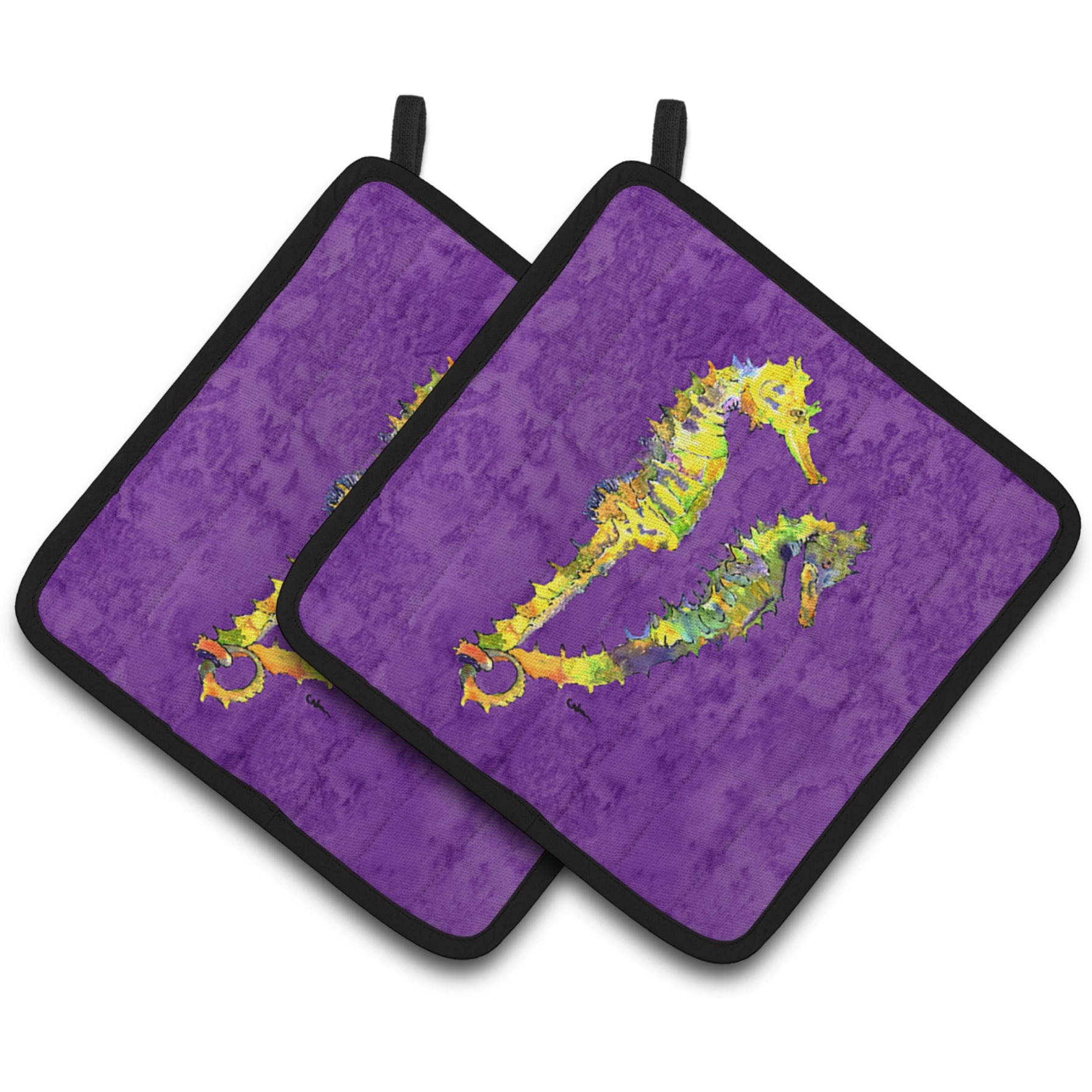 &quotCaroline's Treasures Seahorse Pair of Pot Holders 8661PTHD, 7.5HX7.5W, Multicolor"