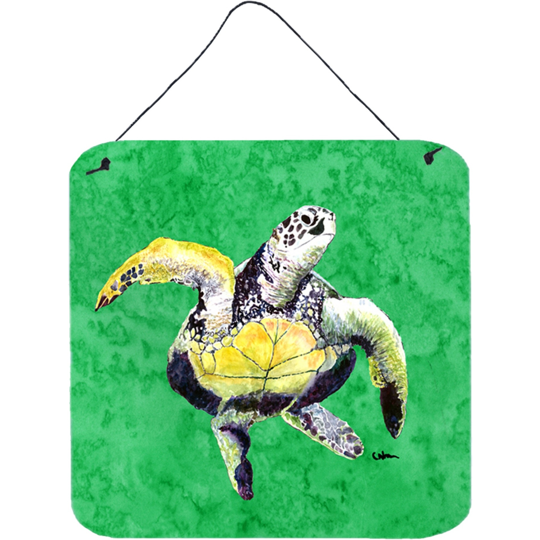 &quotCaroline's Treasures 8671DS66 Turtle Aluminum Metal Wall or Door Hanging Prints, 6 x 6"", Multicolor"