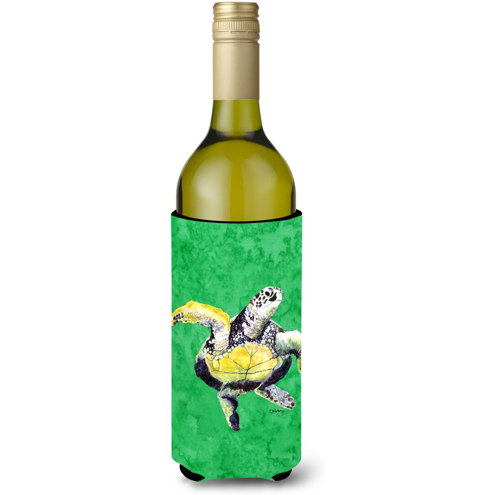 Loggerhead Turtle  Dancing Wine Bottle Beverage Insulator Beverage Insulator Hugger