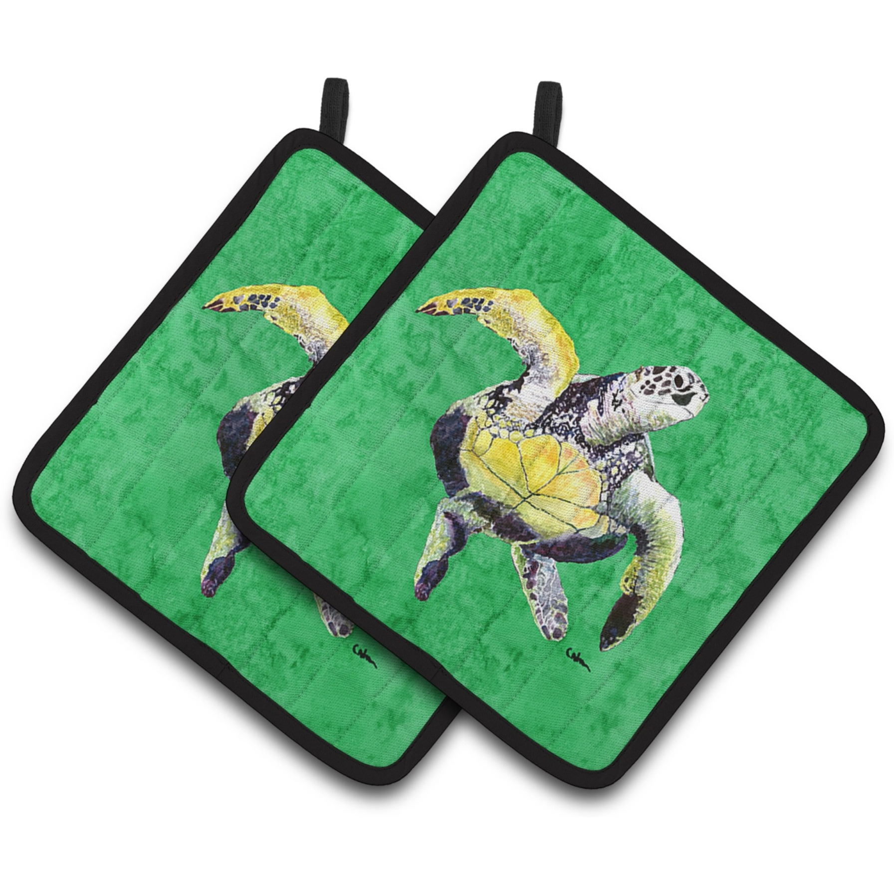 &quotCaroline's Treasures 8671PTHD Turtle Pot Holders (1 Pair), 7.5"" x 7.5"", Multicolor"