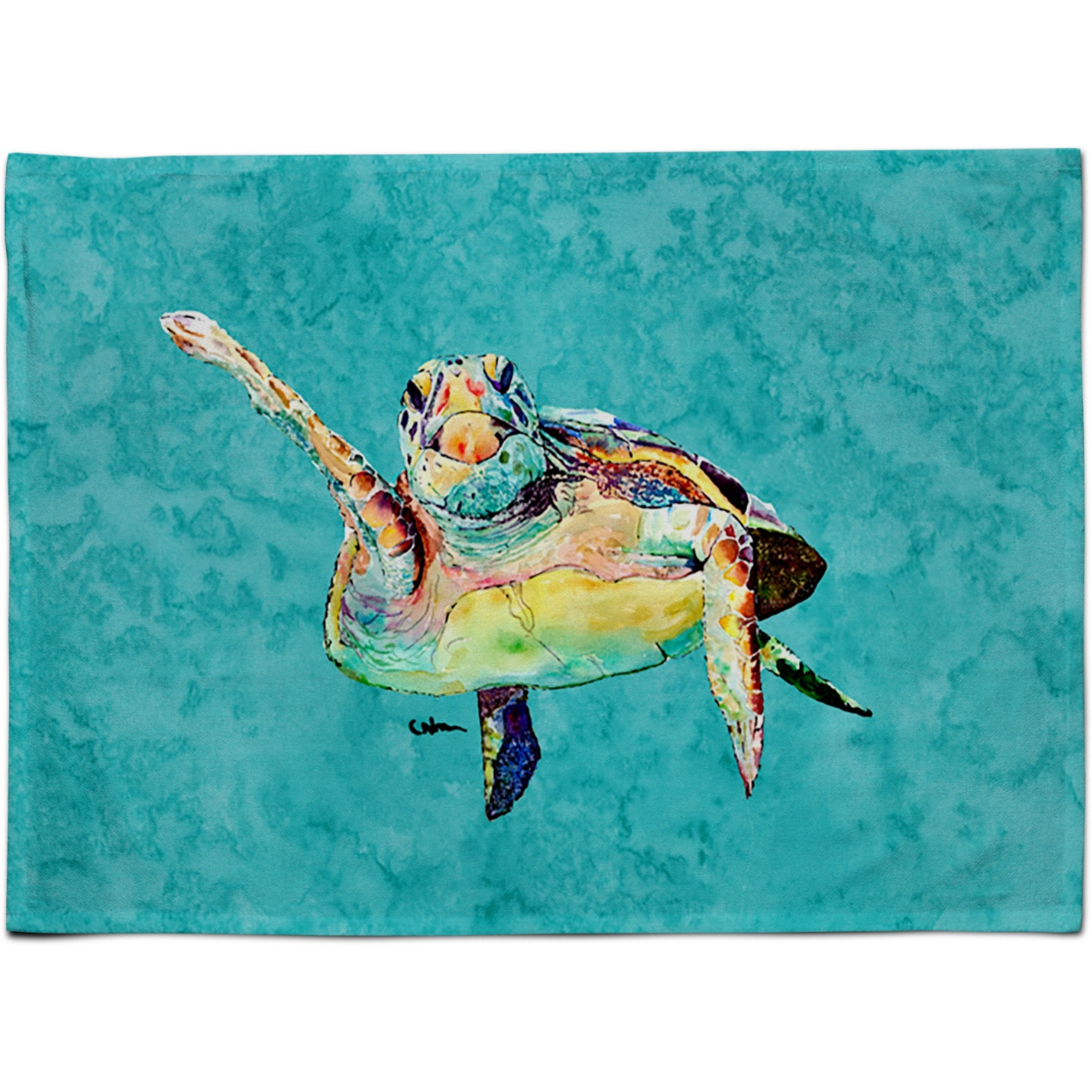 &quotCaroline's Treasures 8672PLMT Turtle Hi Five Fabric Placemat, Multicolor"
