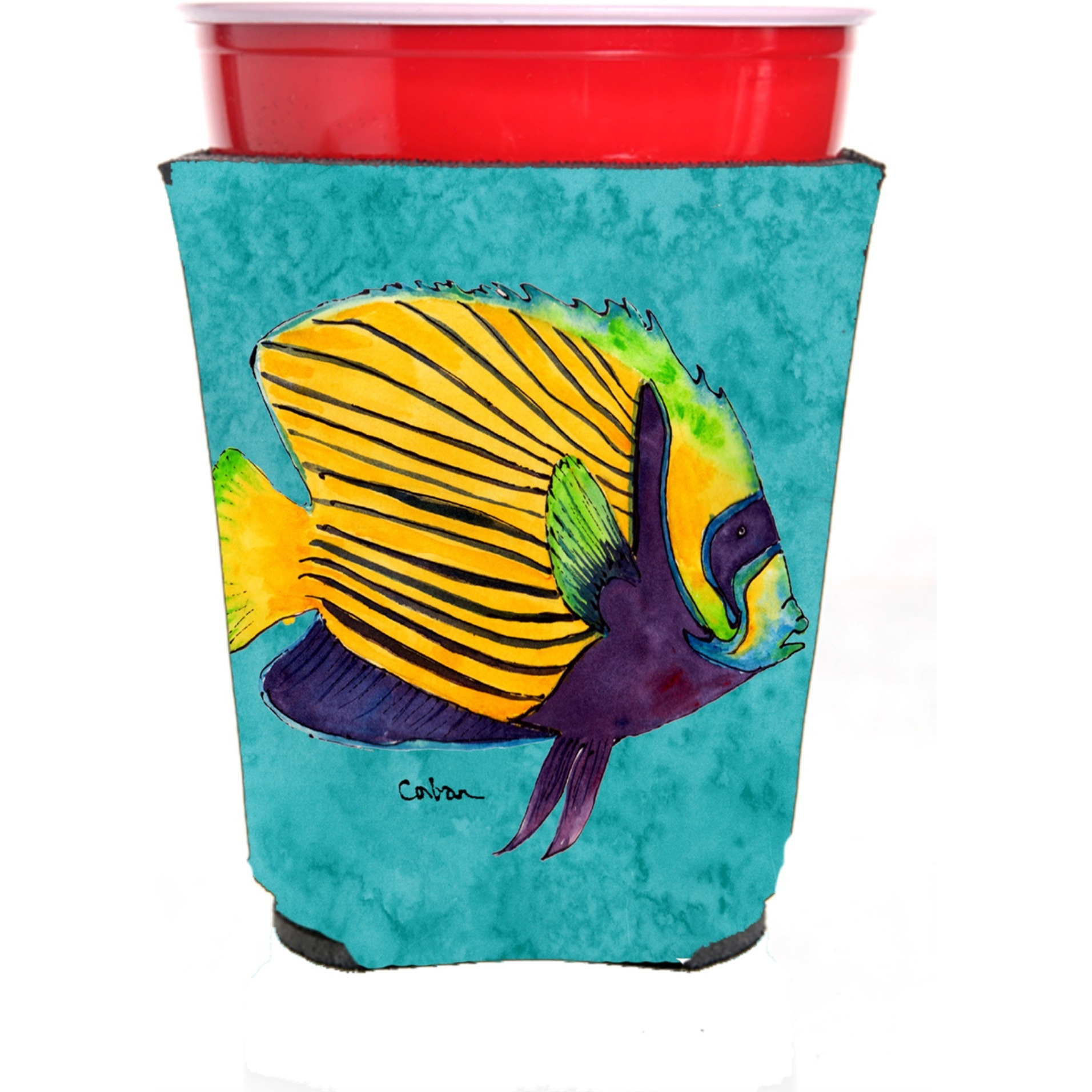 Tropical Fish Red Solo Cup Beverage Insulator Hugger