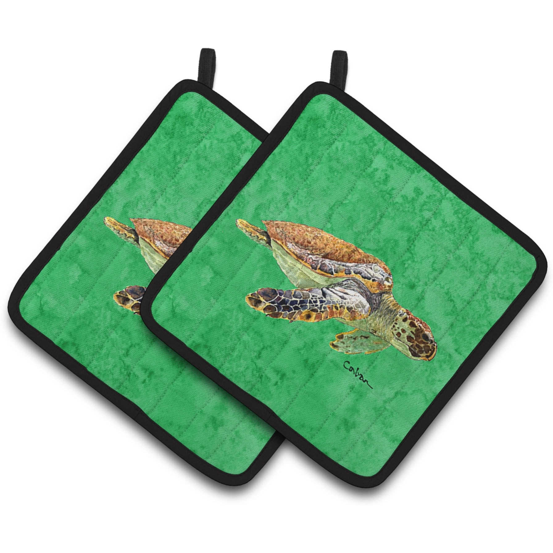 &quotCaroline's Treasures 8675PTHD Turtle Pot Holders (1 Pair), 7.5"" x 7.5"", Multicolor"