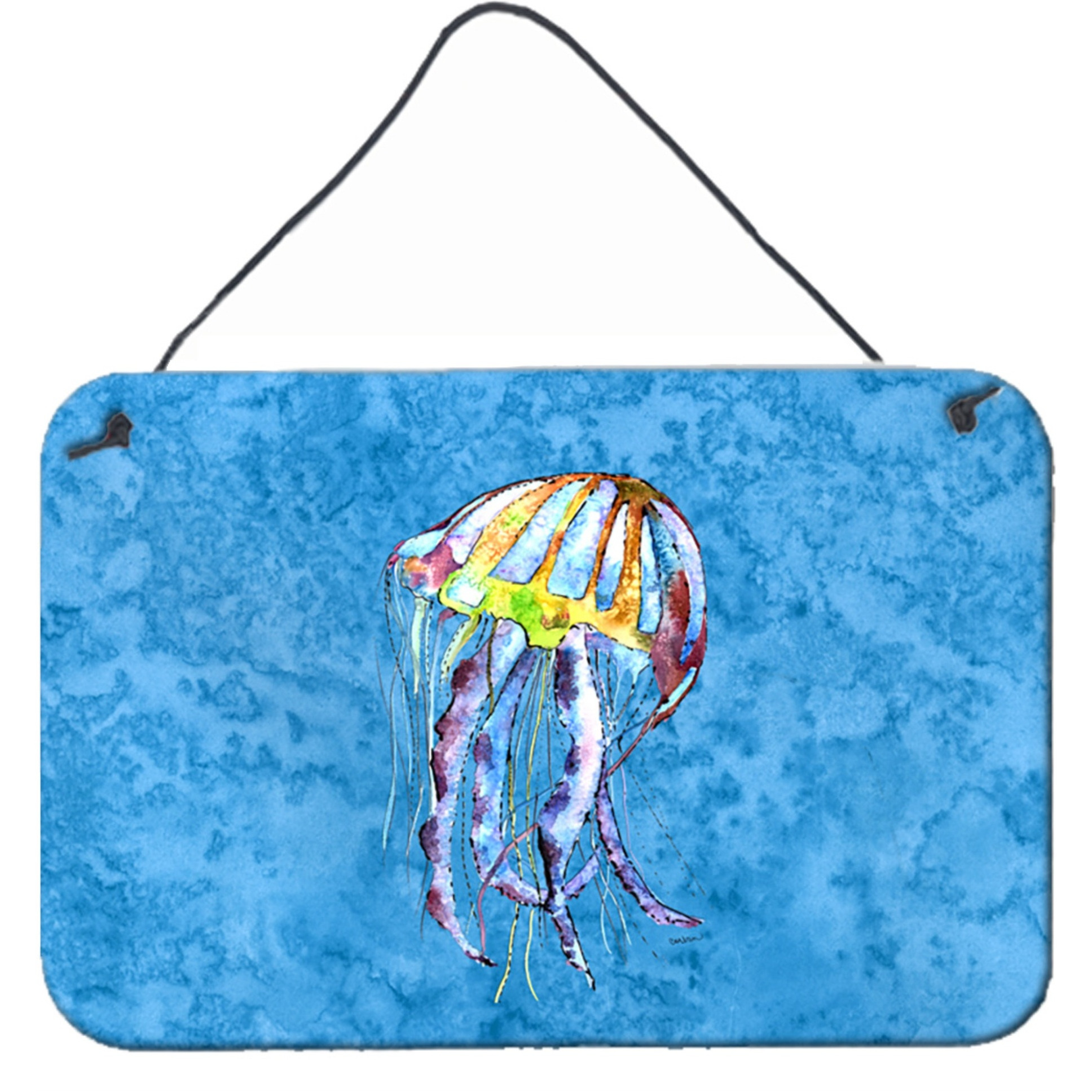 &quotCaroline's Treasures Jellyfish Indoor Aluminium Metal Door Hanging Prints wall-decor, 8 x 12, Multicolor"