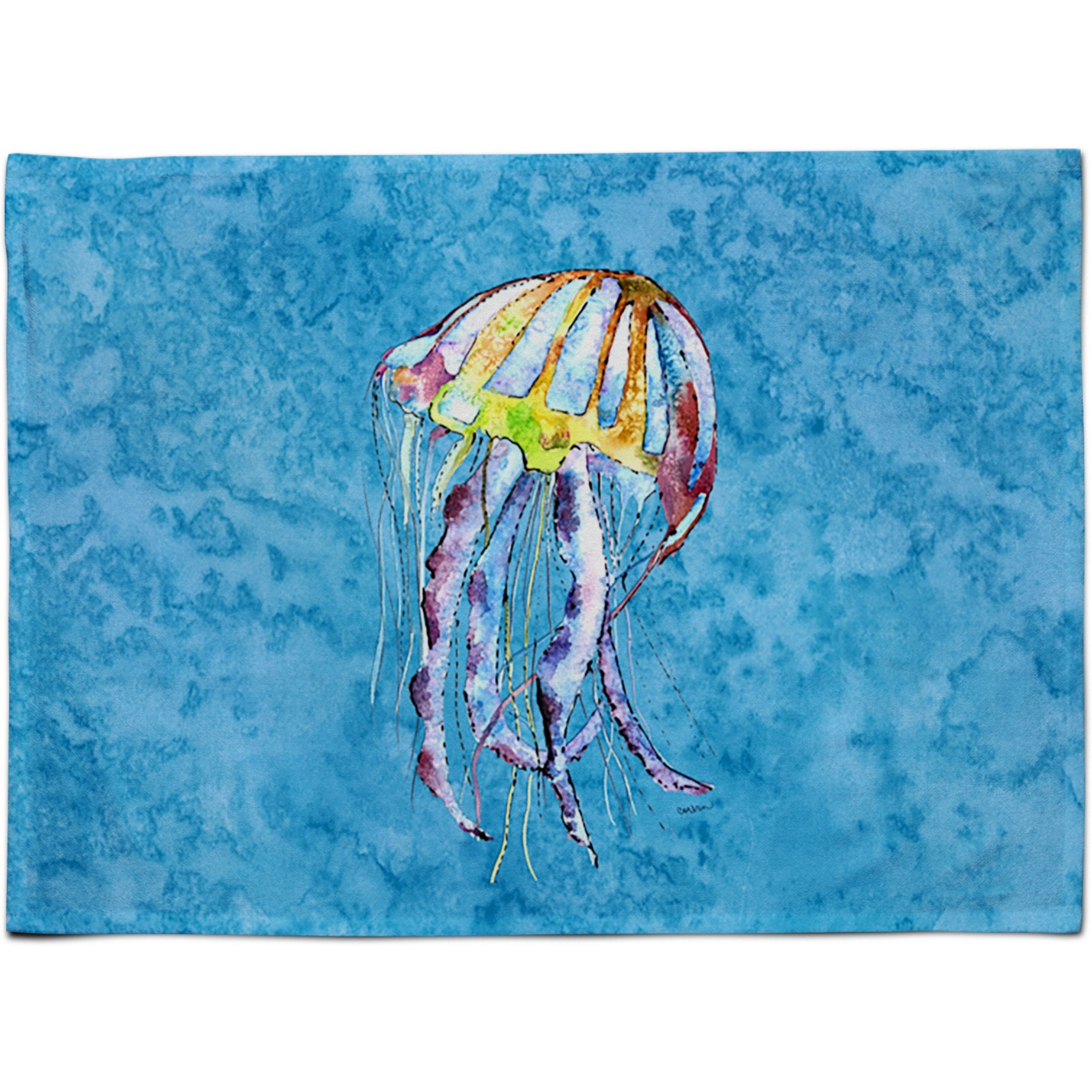 &quotCaroline's Treasures 8682PLMT Jellyfish Fabric Placemat, Multicolor"