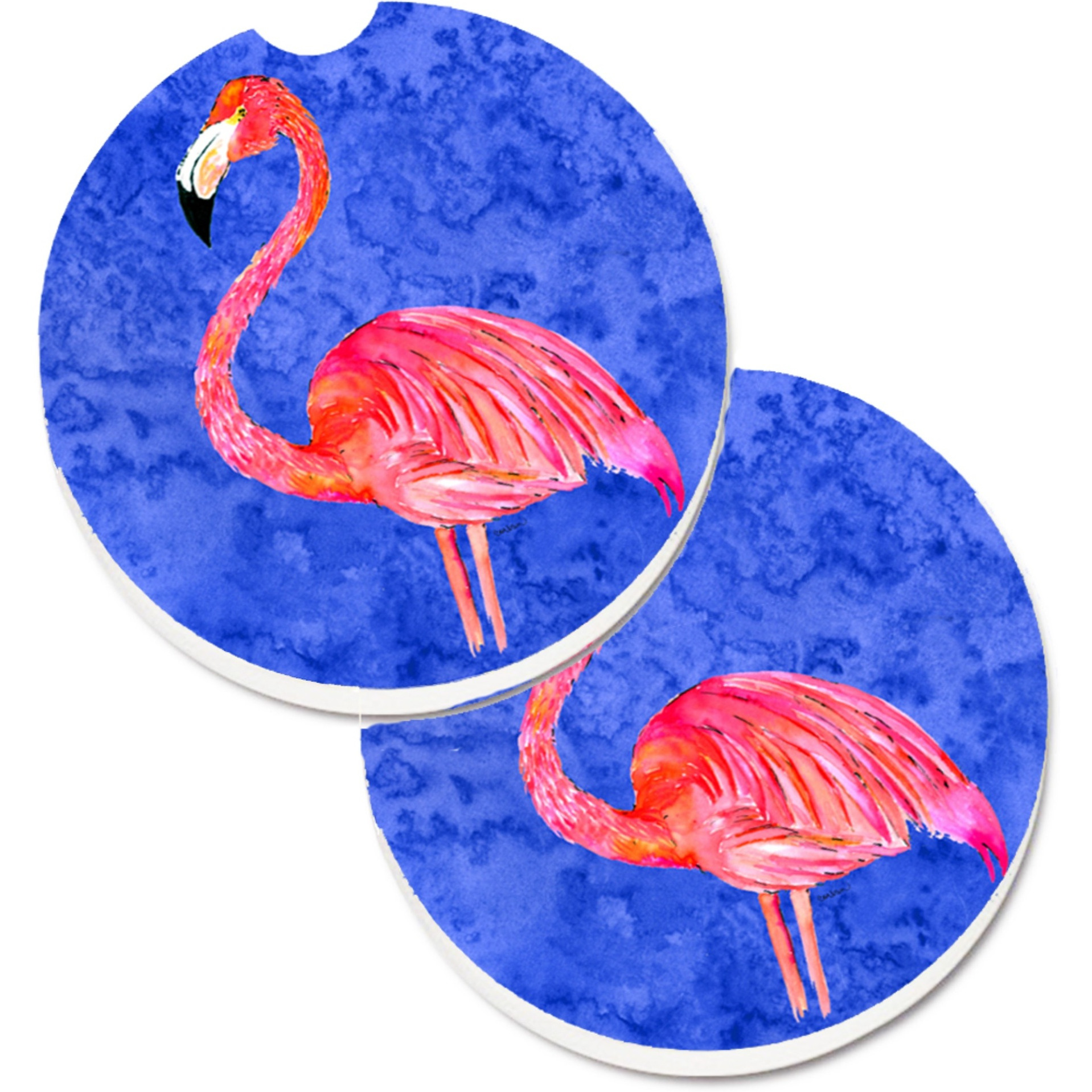 &quotCaroline's Treasures Flamingo Set of 2 Cup Holder Car Coasters 8685CARC, 2.56, Multicolor"