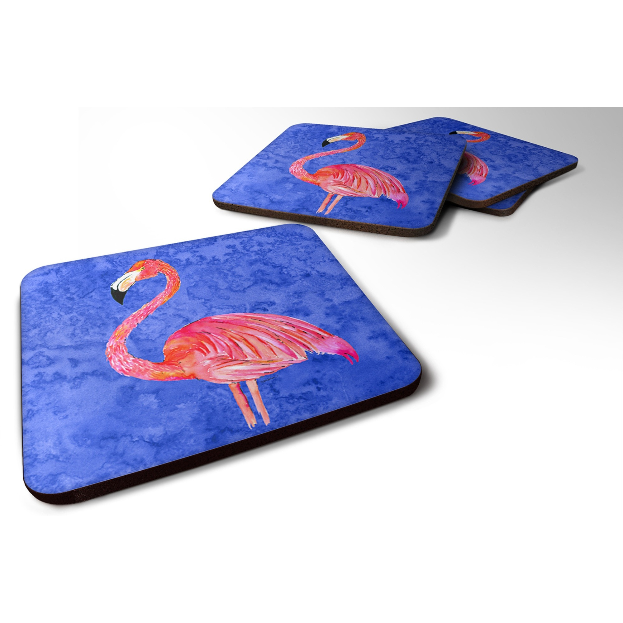&quotCaroline's Treasures 8685FC Flamingo Foam Coasters (Set of 4), 3.5"" H x 3.5"" W, Multicolor"