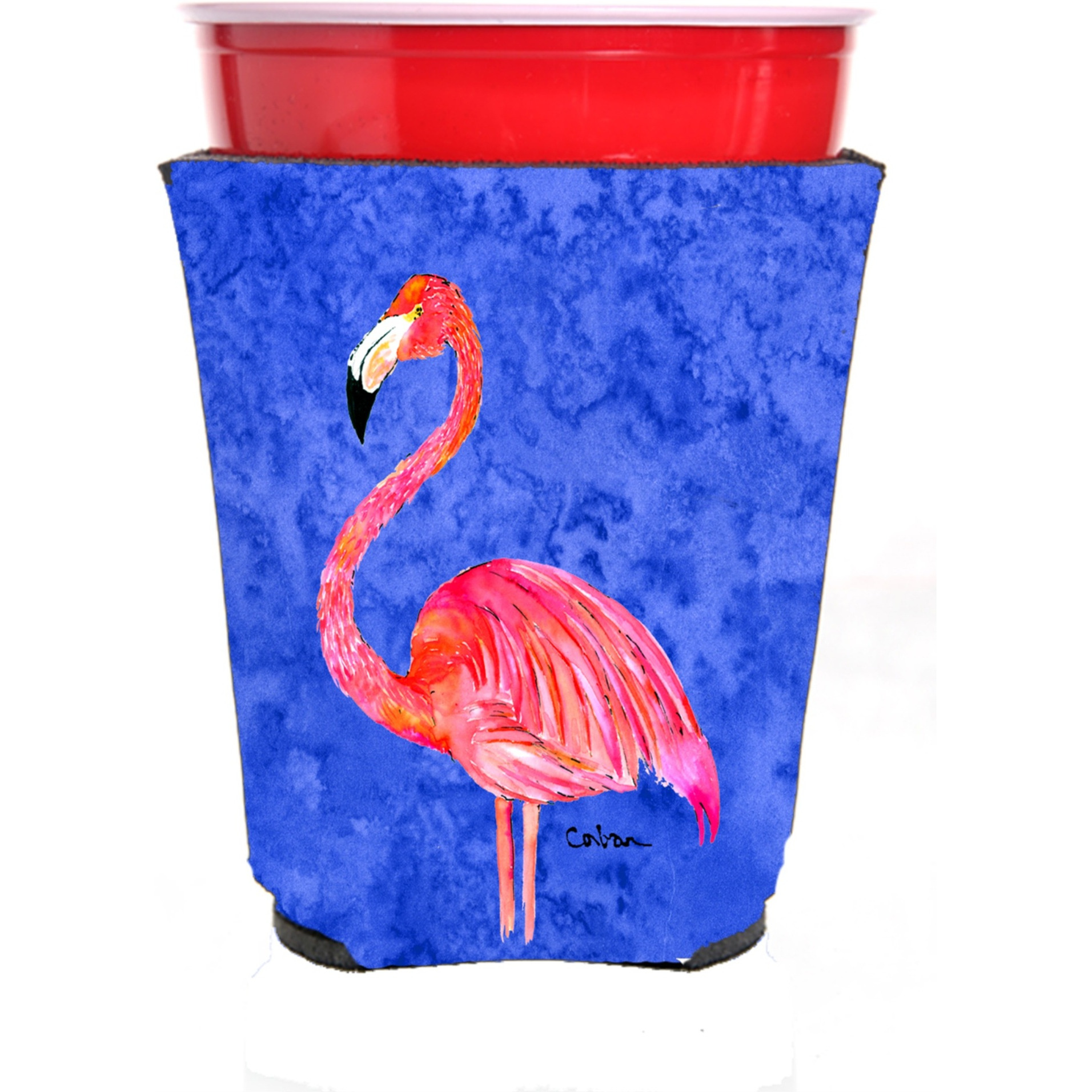 Bird - Flamingo  Red Solo Cup Beverage Insulator Hugger