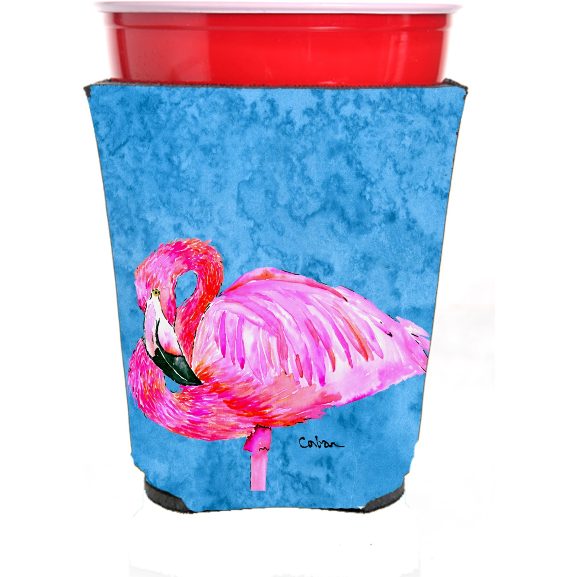 Bird - Flamingo  Red Solo Cup Beverage Insulator Hugger