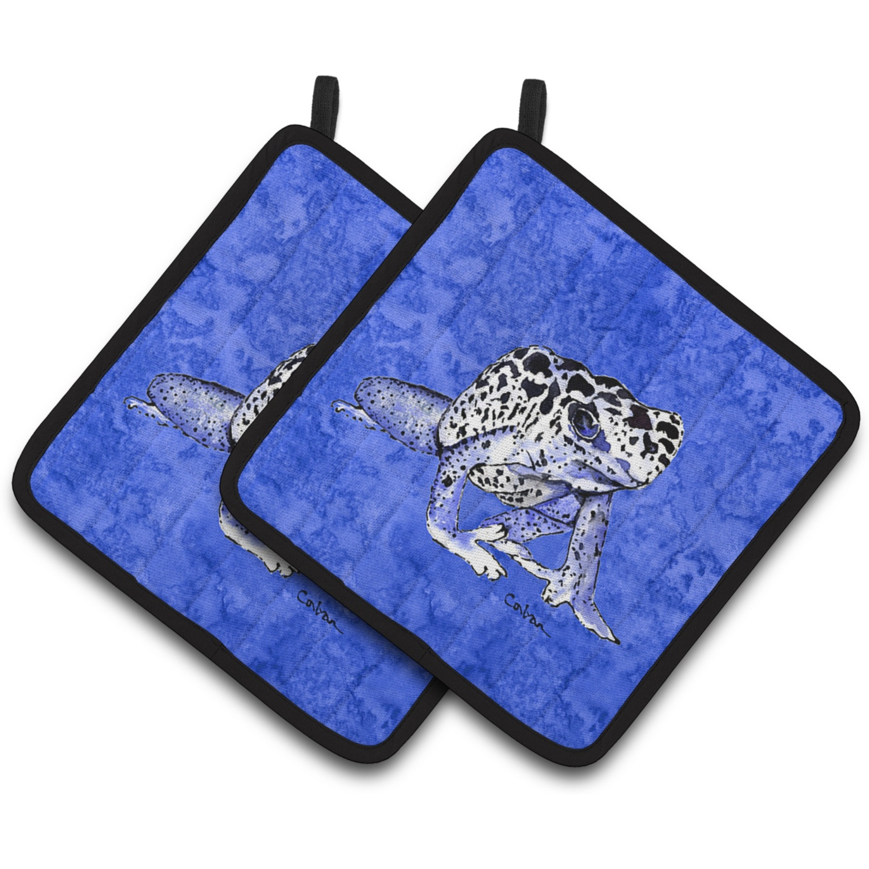 &quotCaroline's Treasures Frog Pair of Pot Holders 8687PTHD, 7.5HX7.5W, Multicolor"