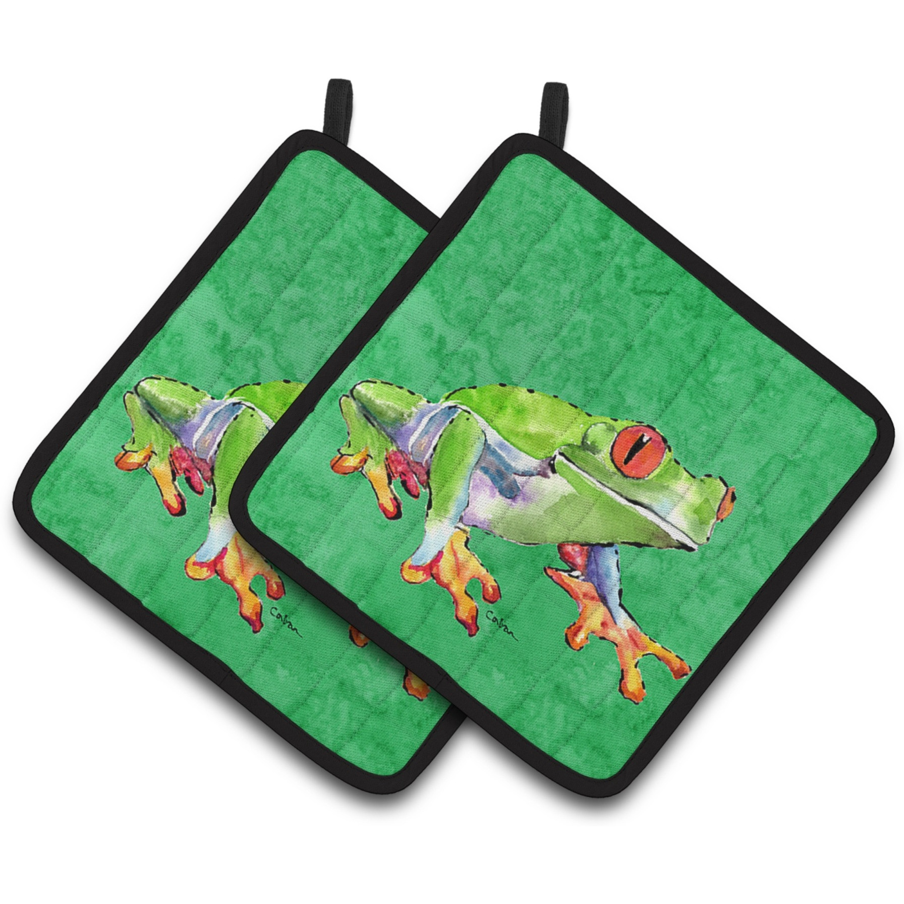 &quotCaroline's Treasures Frog Pair of Pot Holders 8688PTHD, 7.5HX7.5W, Multicolor"