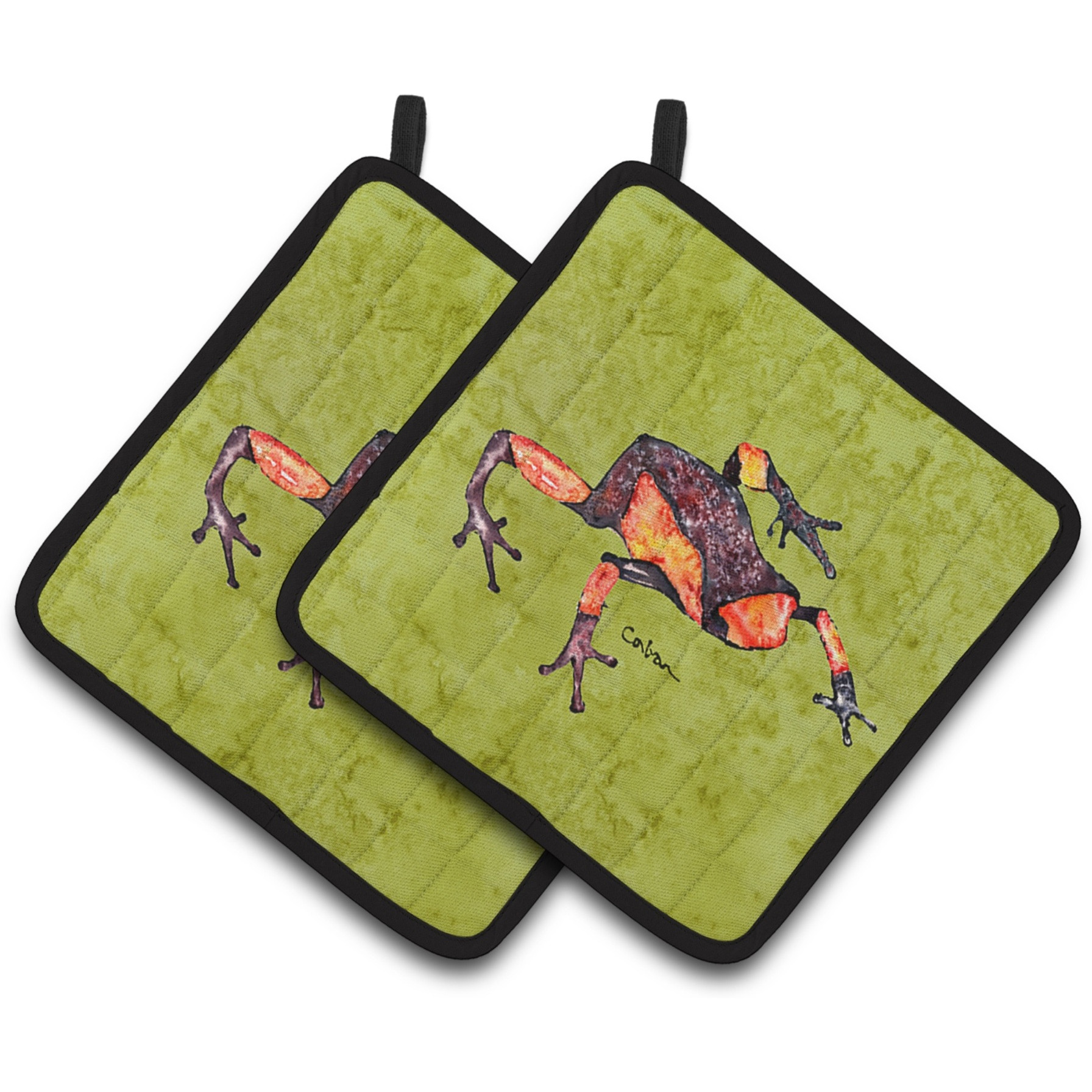 &quotCaroline's Treasures Frog Pair of Pot Holders 8689PTHD, 7.5HX7.5W, Multicolor"