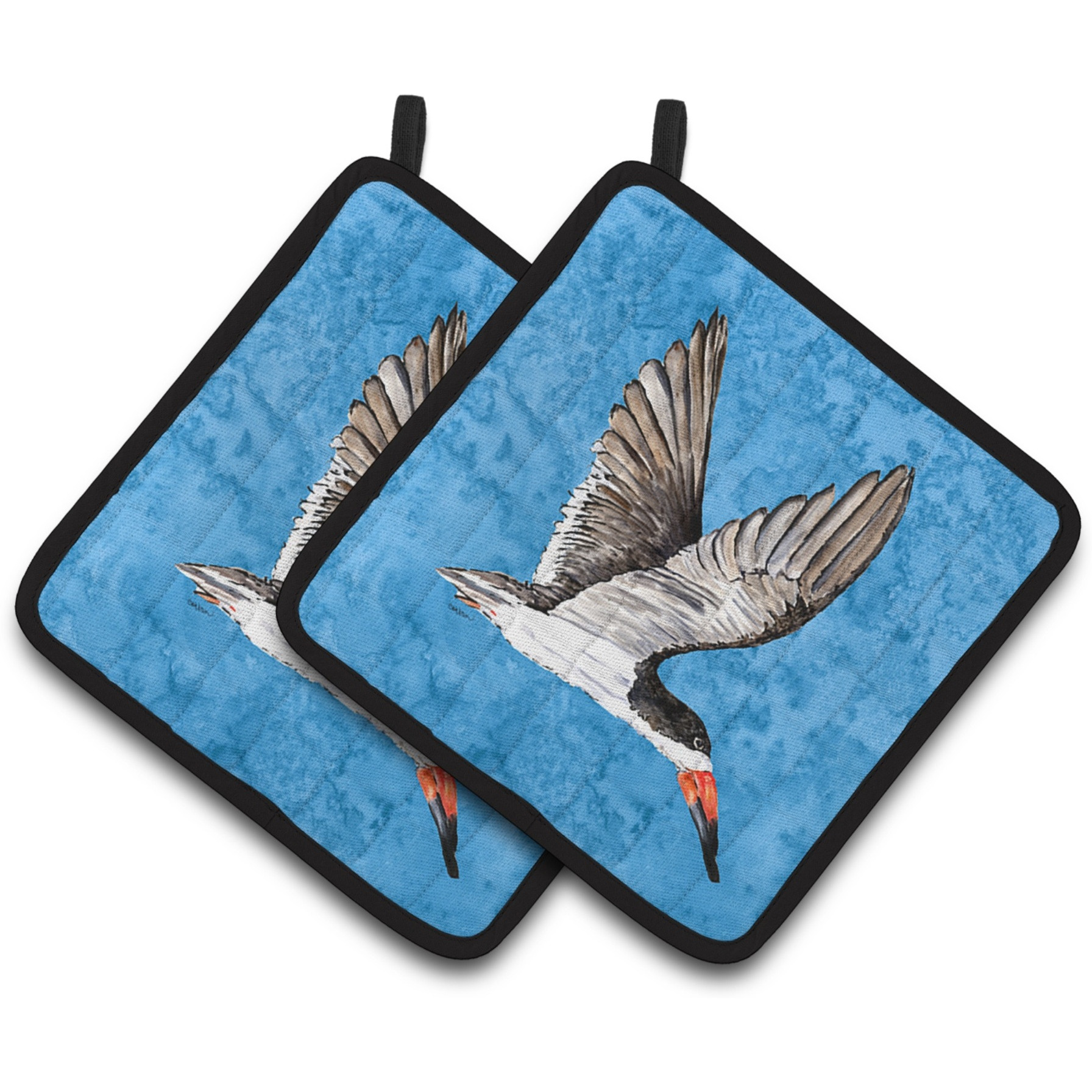 &quotCaroline's Treasures Bird On Blue Pair of Pot Holders 8692PTHD, 7.5HX7.5W, Multicolor"