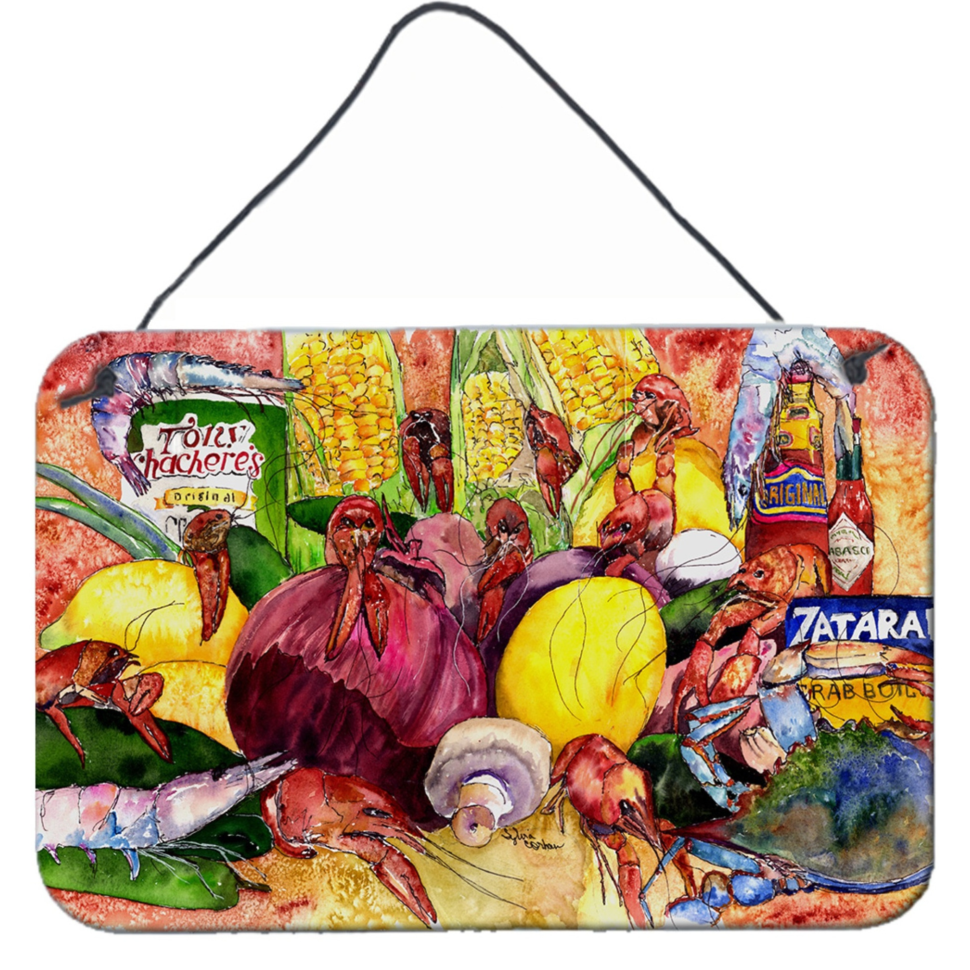 &quotCaroline's Treasures 8698DS812 Crawfish with Spices and Corn Wall or Door Hanging Prints, 8 x 12"", Multicolor"