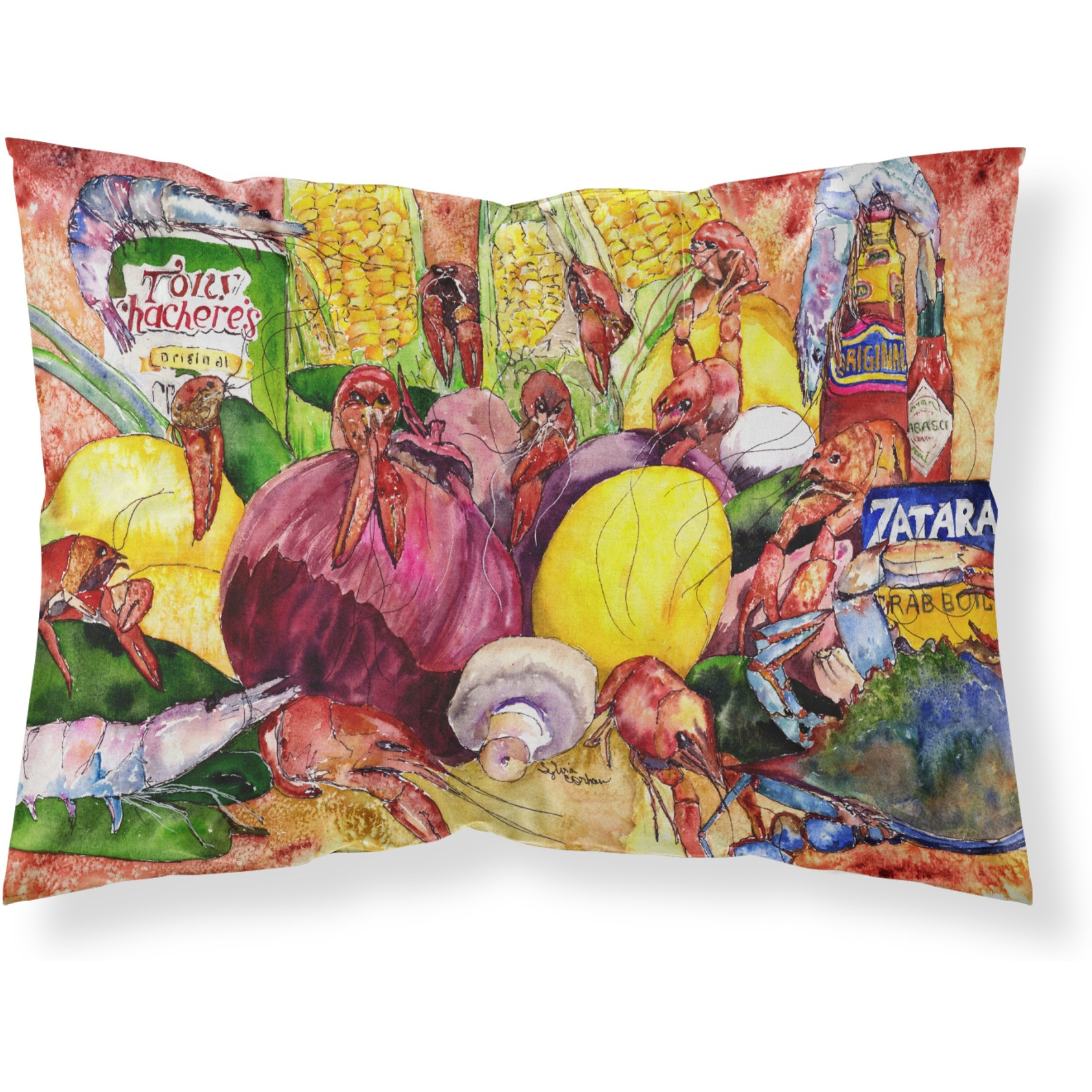 &quotCaroline's Treasures 8698PILLOWCASE Crawfish with Spices And Corn Fabric Standard Pillowcase, Large, Multicolor"