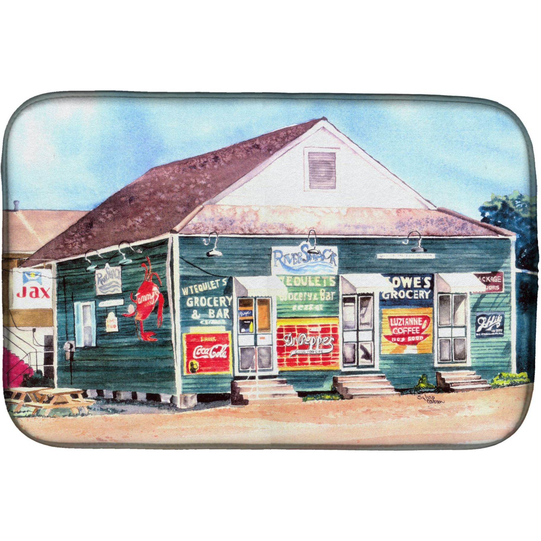 &quotCaroline's Treasures Rivershack Dish Drying Mat, 14"" x 21"", Multicolor"