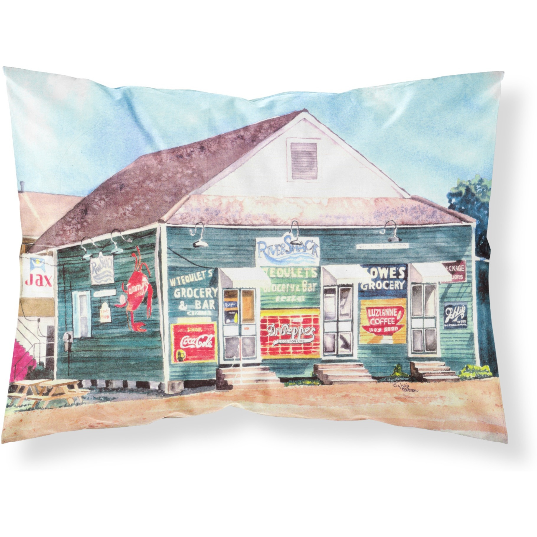 &quotCaroline's Treasures 8704PILLOWCASE River Shack Fabric Standard Pillowcase, Large, Multicolor"