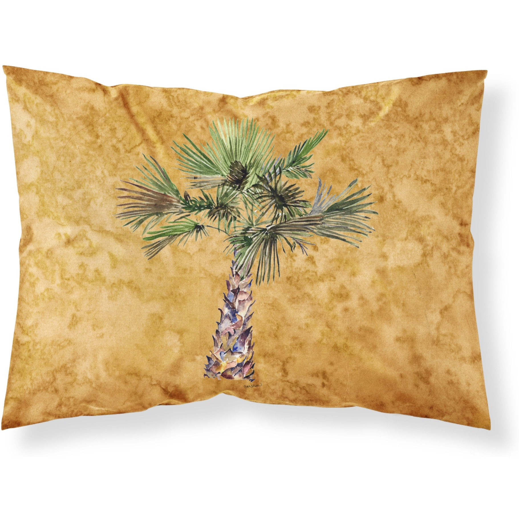 &quotCaroline's Treasures 8706PILLOWCASE Palm Tree On Gold Fabric Standard Pillowcase, Large, Multicolor"