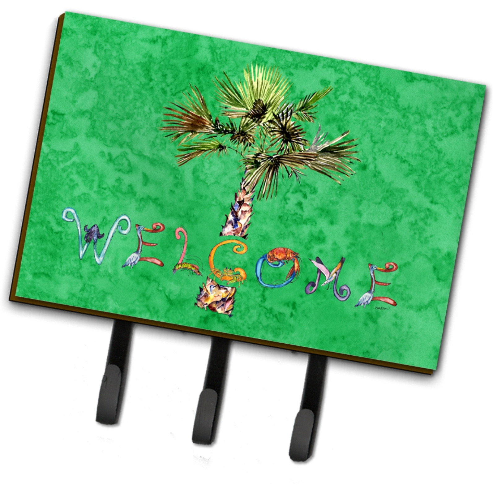 &quotCaroline's Treasures 8710TH68 Welcome Palm Tree on Green Leash or Key Holder, Large, Multicolor"