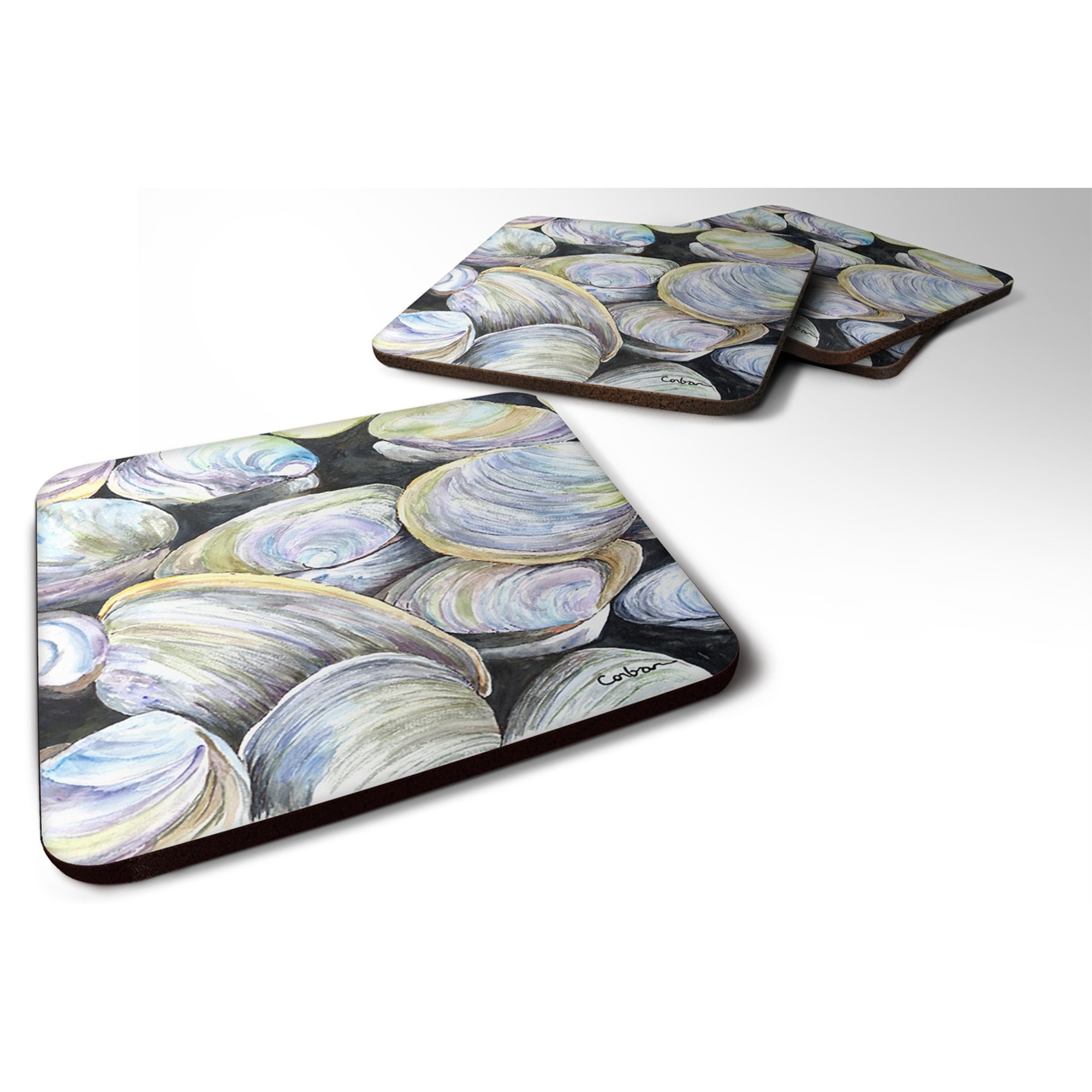 &quotCaroline's Treasures 8714FC Clam Quahog Foam Coasters (Set of 4), 3.5"" H x 3.5"" W, Multicolor"