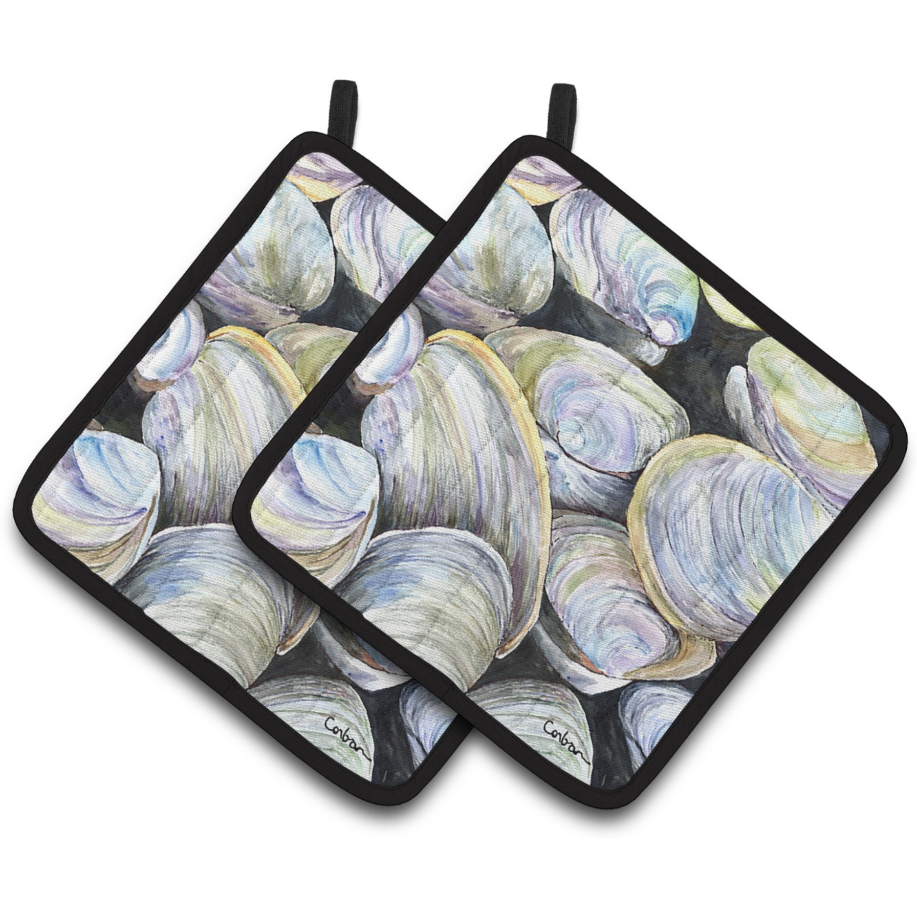 &quotCaroline's Treasures Clam Quahog Pair of Pot Holders 8714PTHD, 7.5HX7.5W, Multicolor"