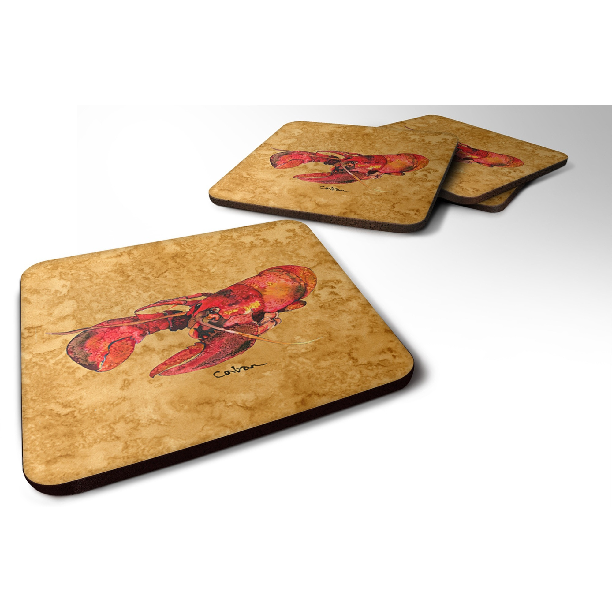&quotCaroline's Treasures 8715FC Lobster Foam Coasters (Set of 4), 3.5"" H x 3.5"" W, Multicolor"