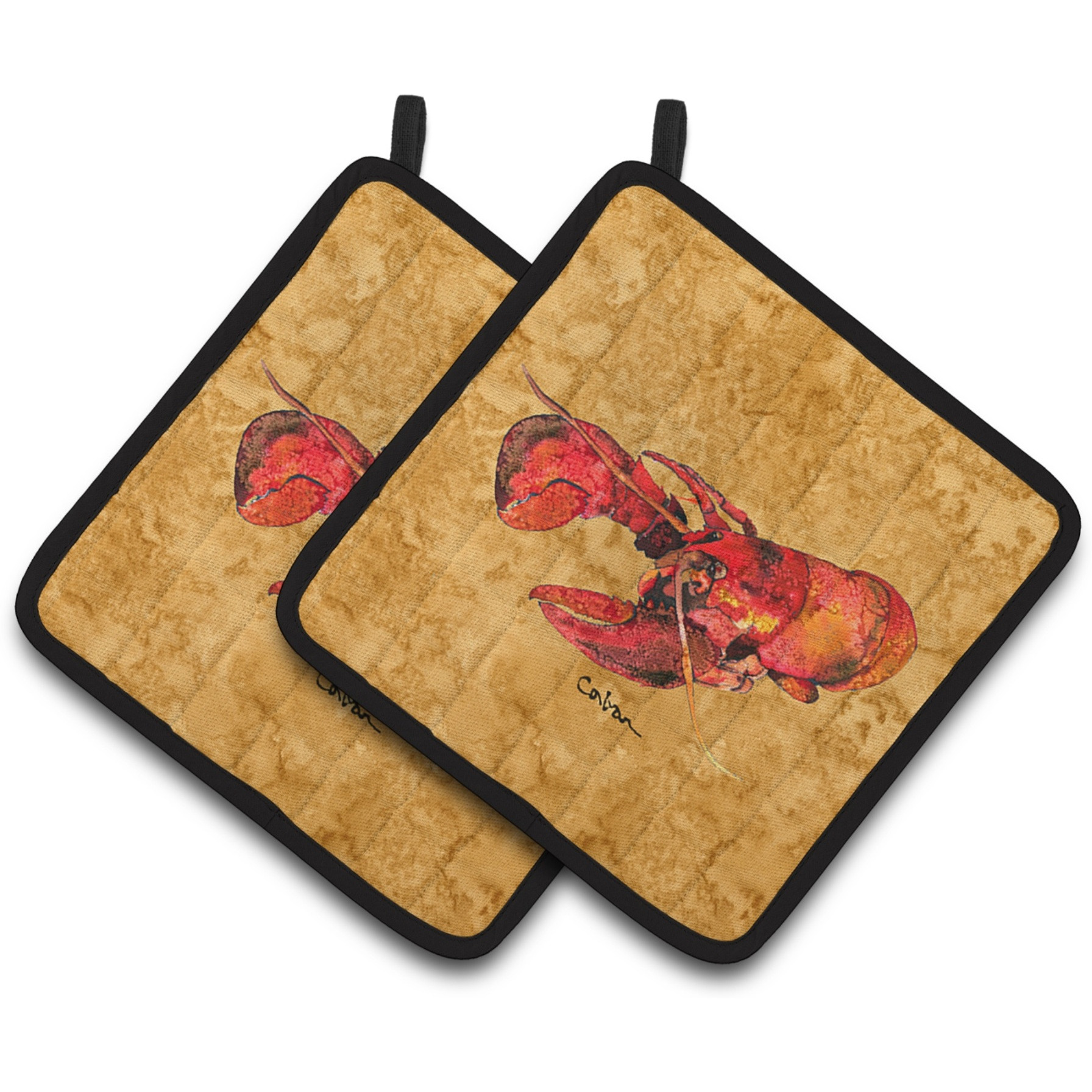 &quotCaroline's Treasures Lobster Pair of Pot Holders 8715PTHD, 7.5HX7.5W, Multicolor"