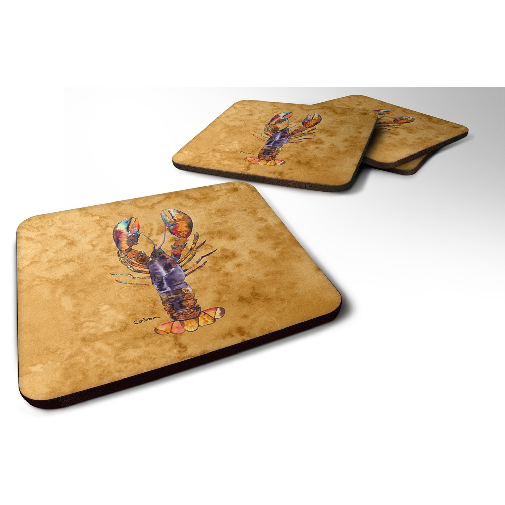 &quotCaroline's Treasures 8716FC Lobster Foam Coasters (Set of 4), 3.5"" H x 3.5"" W, Multicolor"