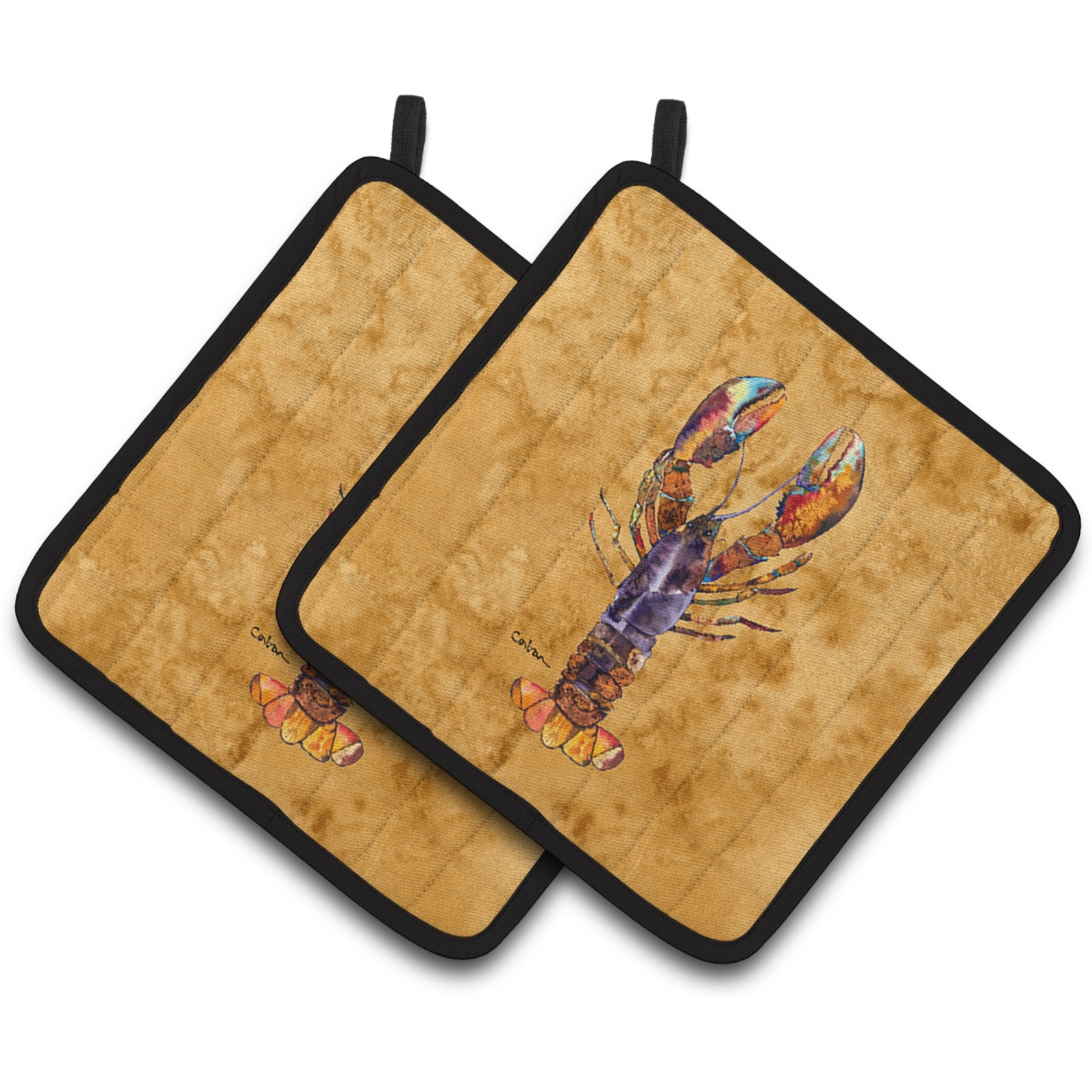 &quotCaroline's Treasures Lobster Pair of Pot Holders 8716PTHD, 7.5HX7.5W, Multicolor"