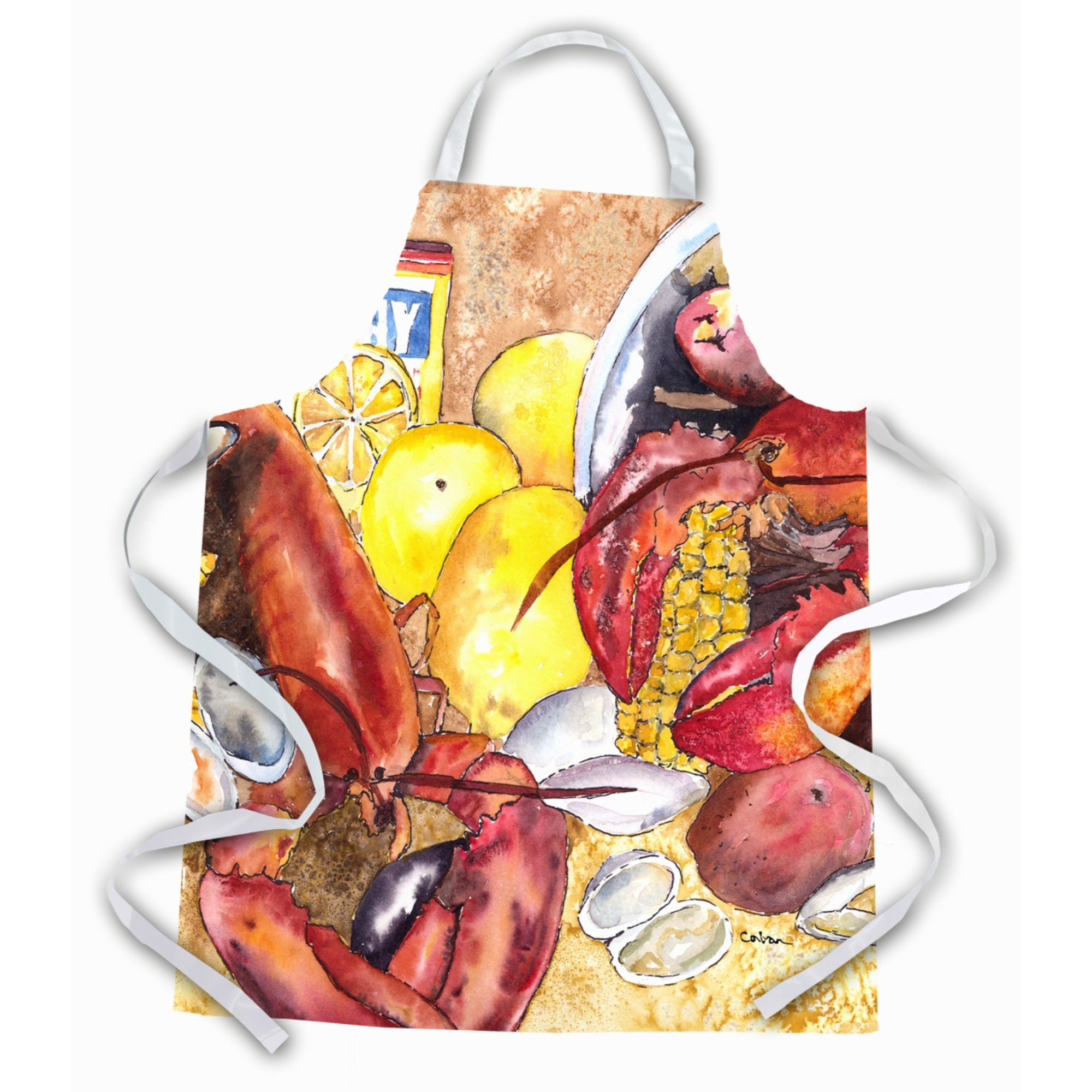 &quotCaroline's Treasures 8719APRON Lobster Bake with Old Bay Seasonings Apron, Large, Multicolor"