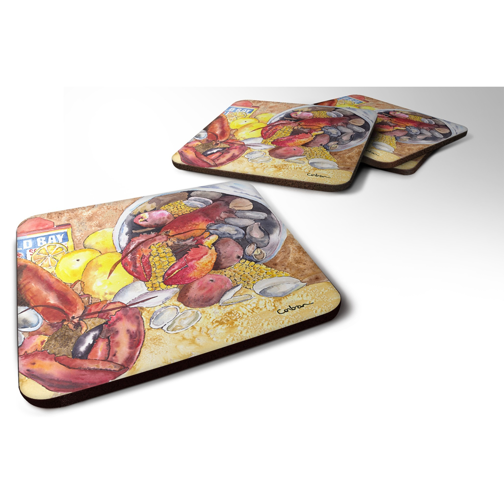 &quotCaroline's Treasures 8719FC Lobster Foam Coasters (Set of 4), 3.5"" H x 3.5"" W, Multicolor"