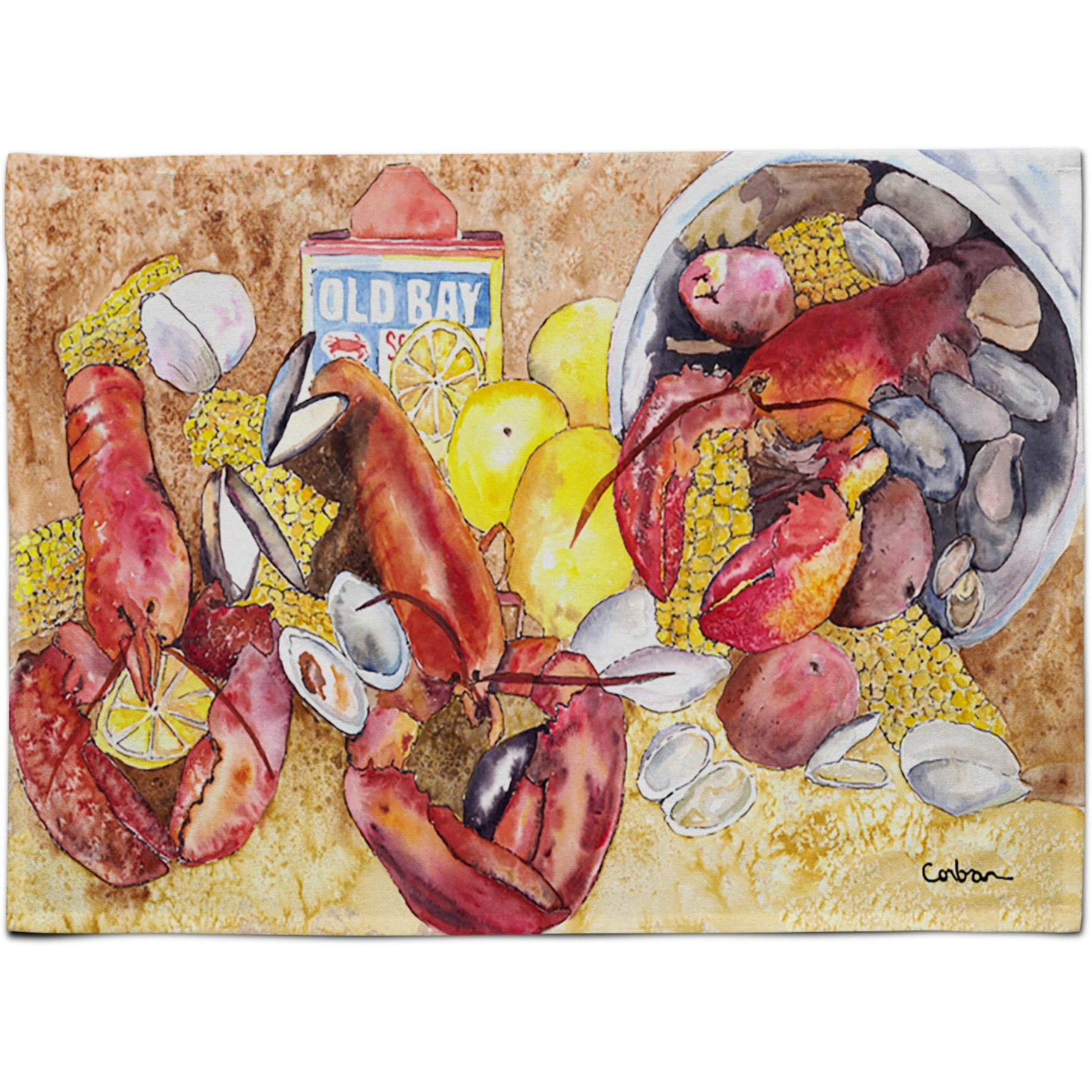 &quotCaroline's Treasures 8719PLMT Lobster Bake With Old Bay Seasonings Fabric Placemat, Multicolor"