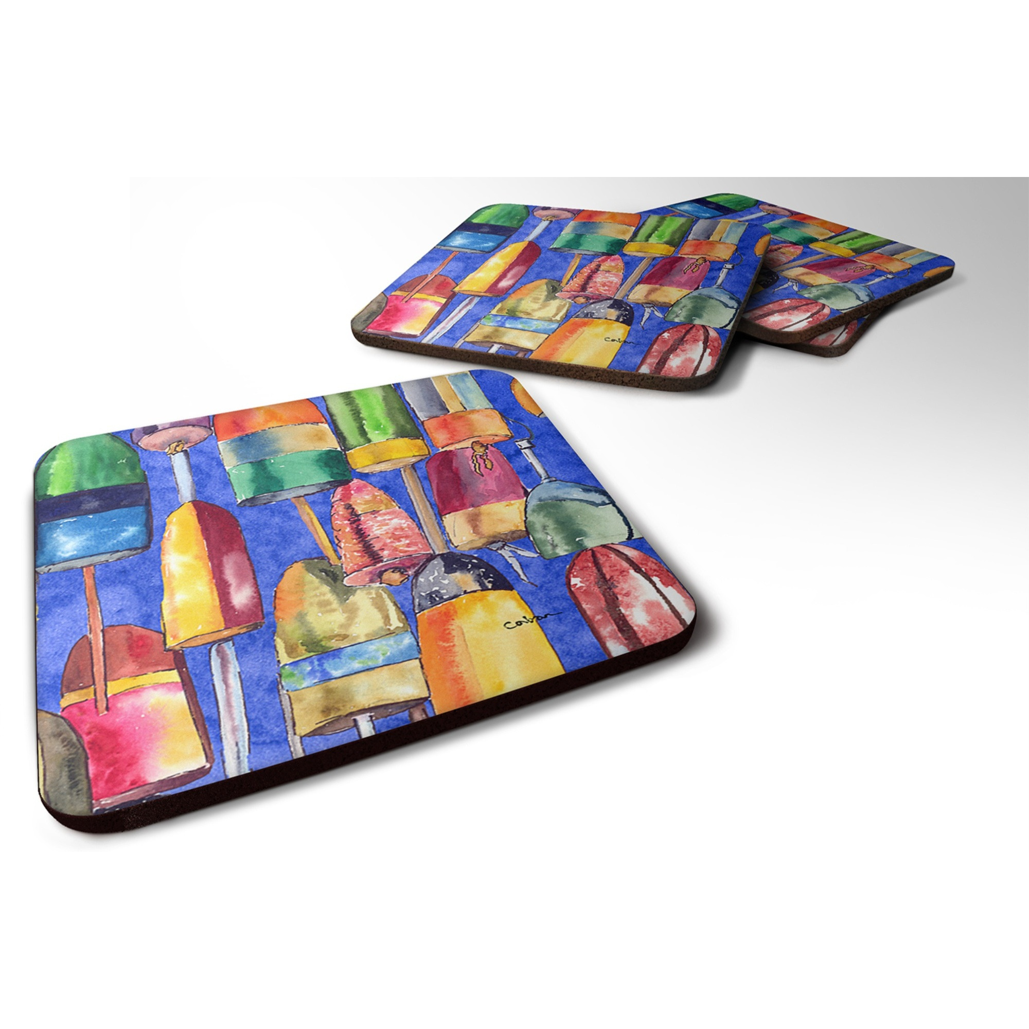 &quotCaroline's Treasures 8723-1FC Lobster Bouys Foam Coasters (Set of 4), 3.5"" H x 3.5"" W, Multicolor"