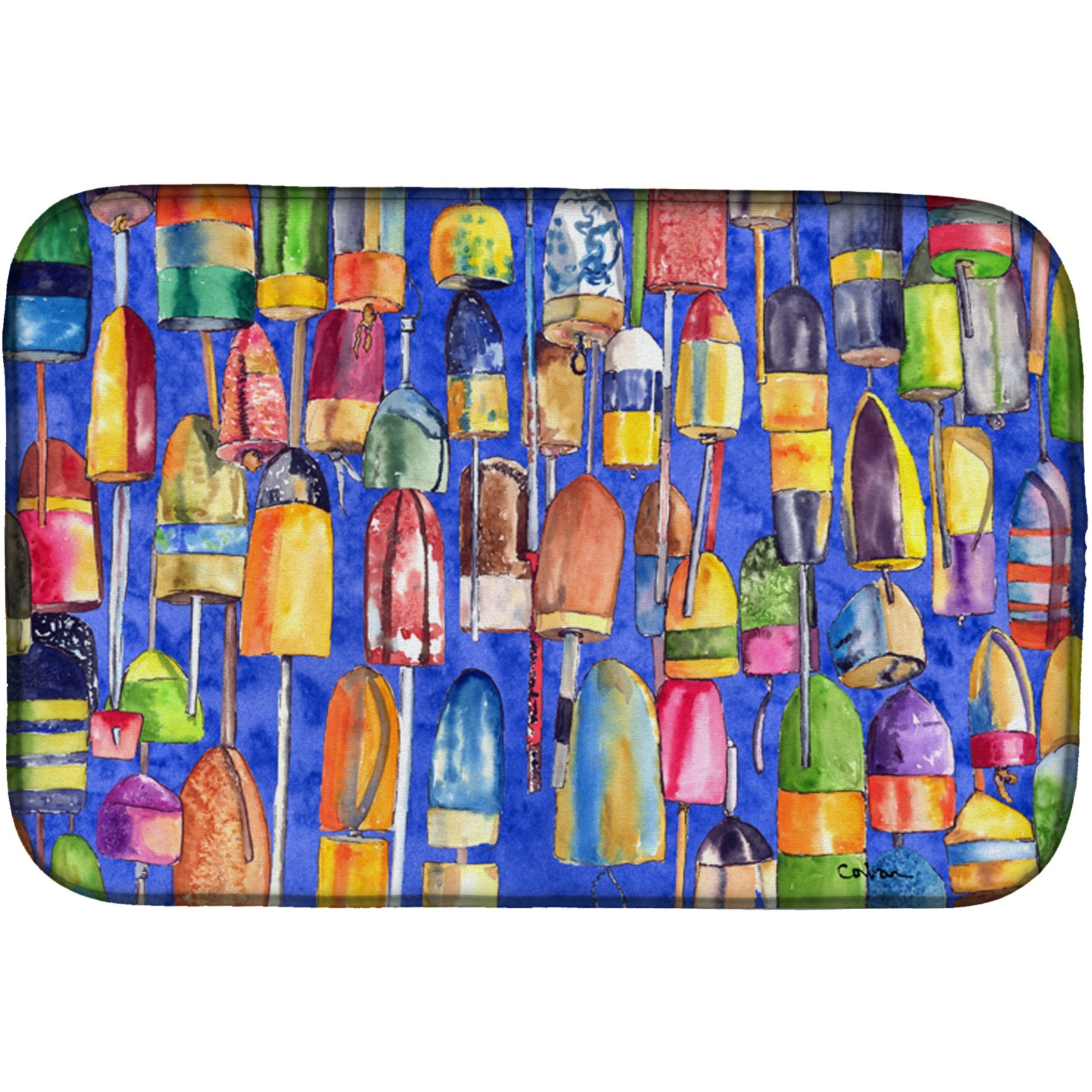 &quotCaroline's Treasures Lobster Buoys Dish Drying Mat, 14"" x 21"", Multicolor"