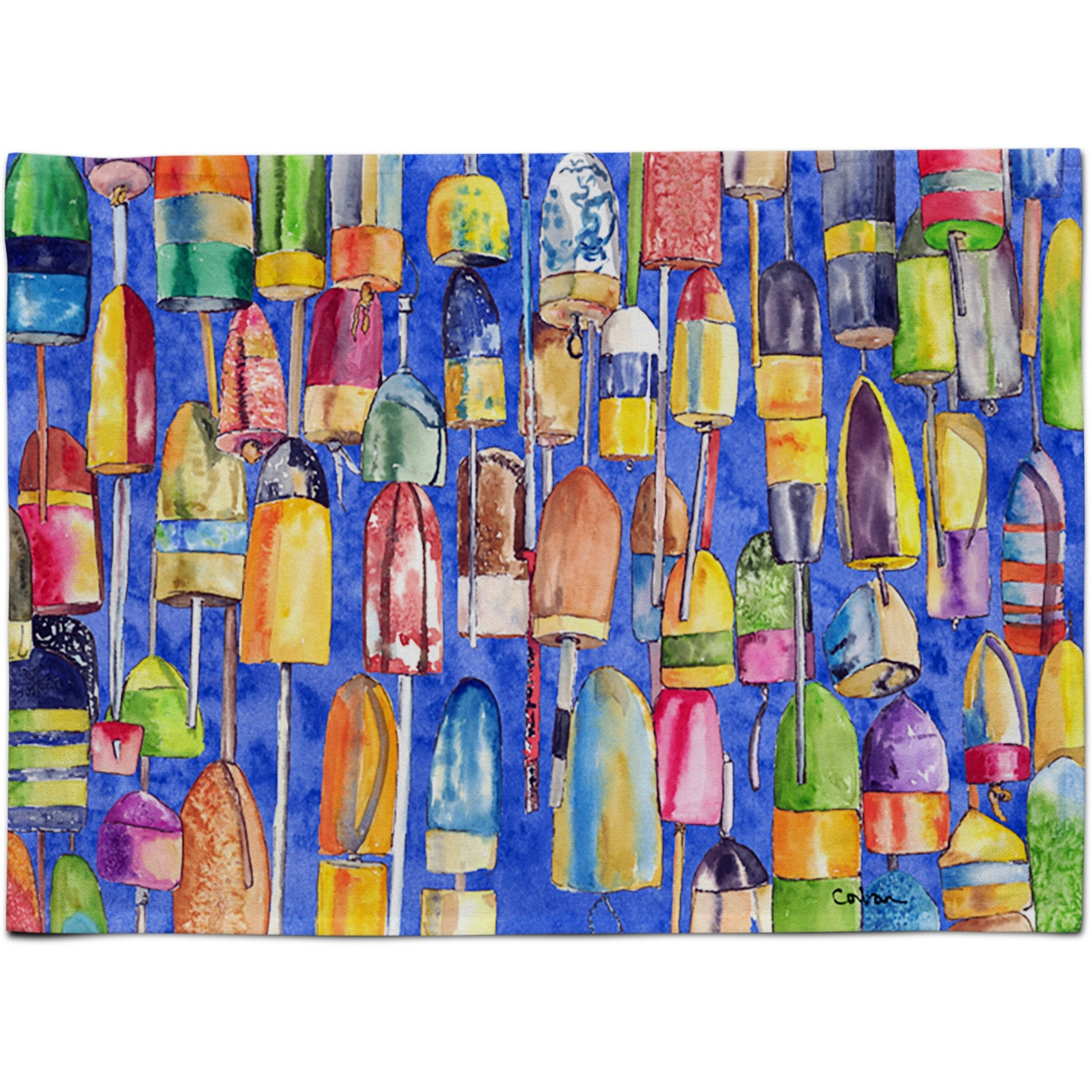 &quotCaroline's Treasures 8723PLMT Lobster Buoys Fabric Placemat, Multicolor"