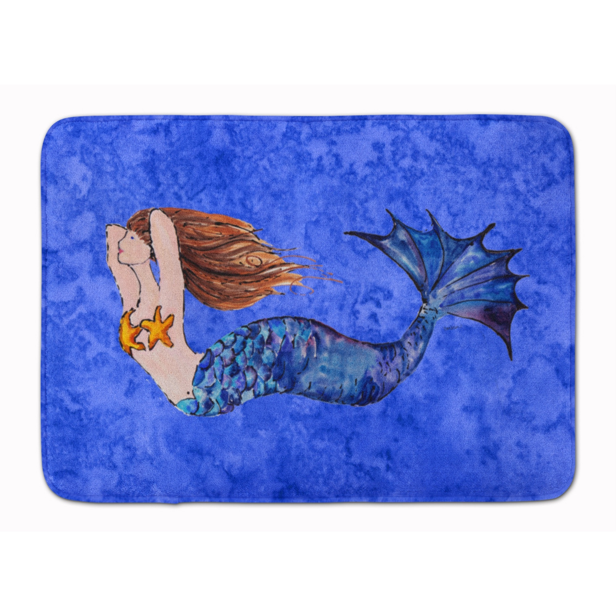 &quotCaroline's Treasures Brunette Mermaid on Blue Floor Mat, 19"" x 27"", Multicolor"