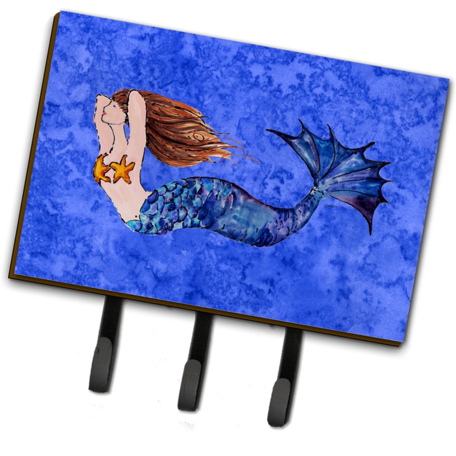 &quotCaroline's Treasures 8725TH68 Brunette Mermaid on Blue Leash or Key Holder, Large, Multicolor"