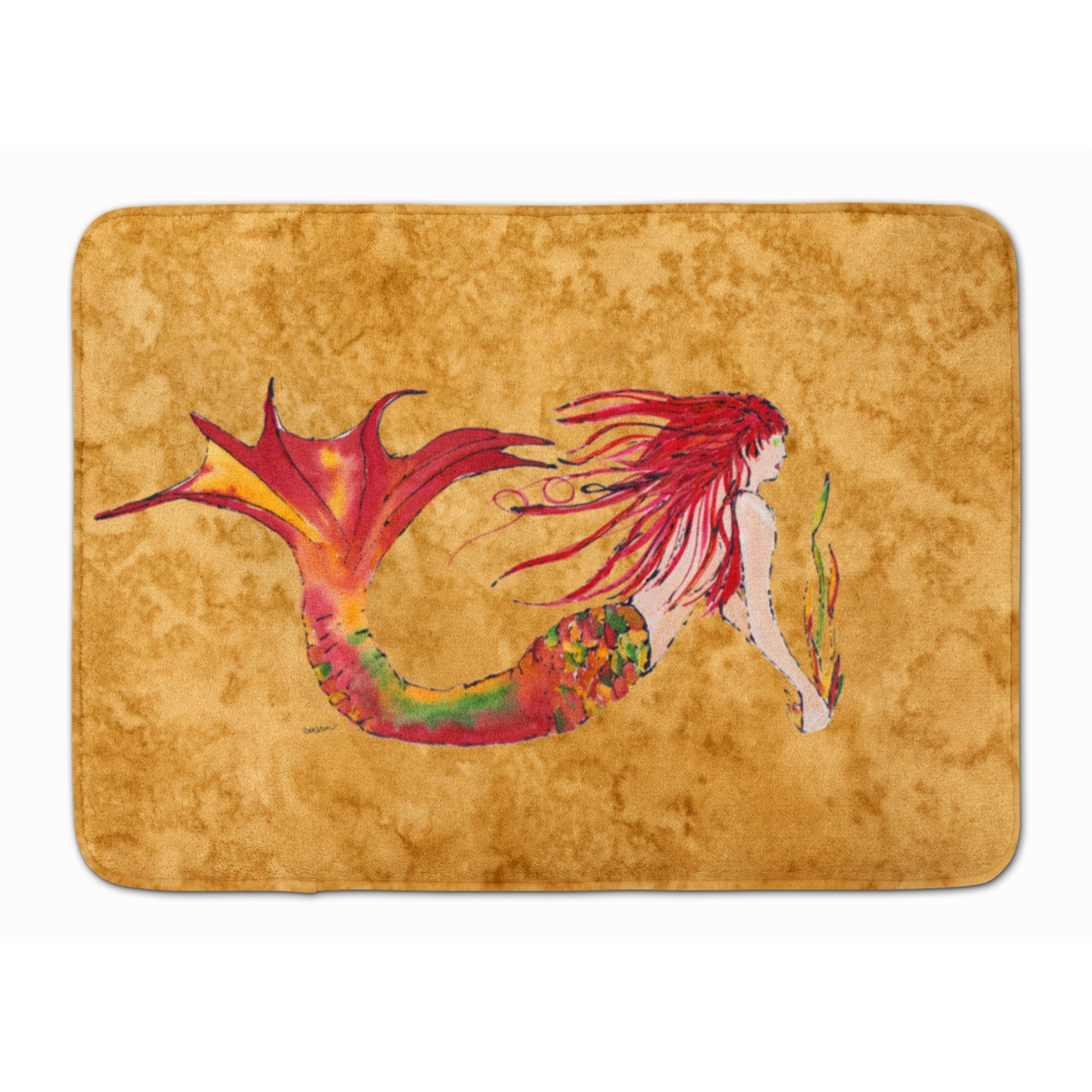 &quotCaroline's Treasures Ginger Red Headed Mermaid on Gold, 19"" x 27"", Multicolor"