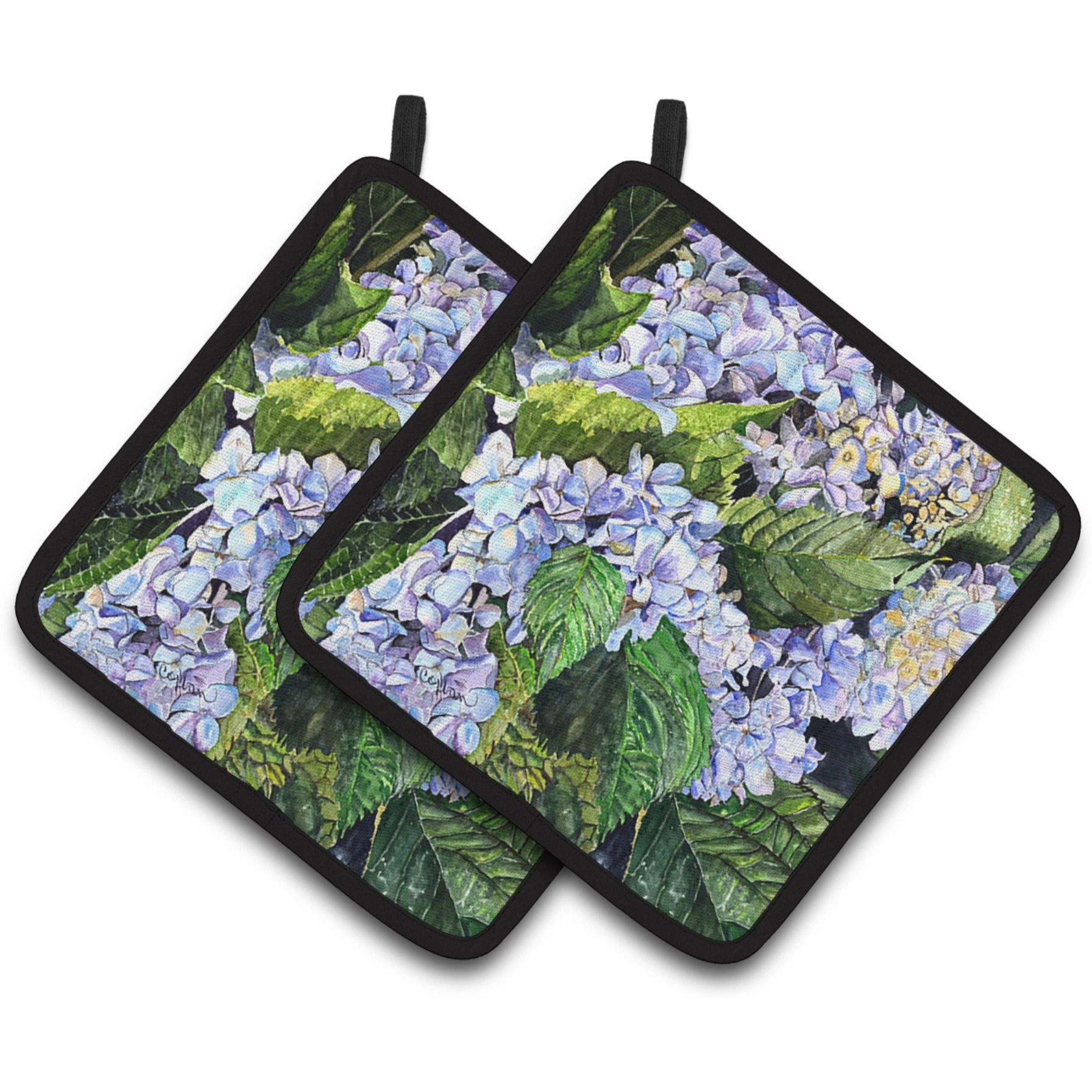 &quotCaroline's Treasures Hydrangea Pair of Pot Holders 8730PTHD, 7.5HX7.5W, Multicolor"