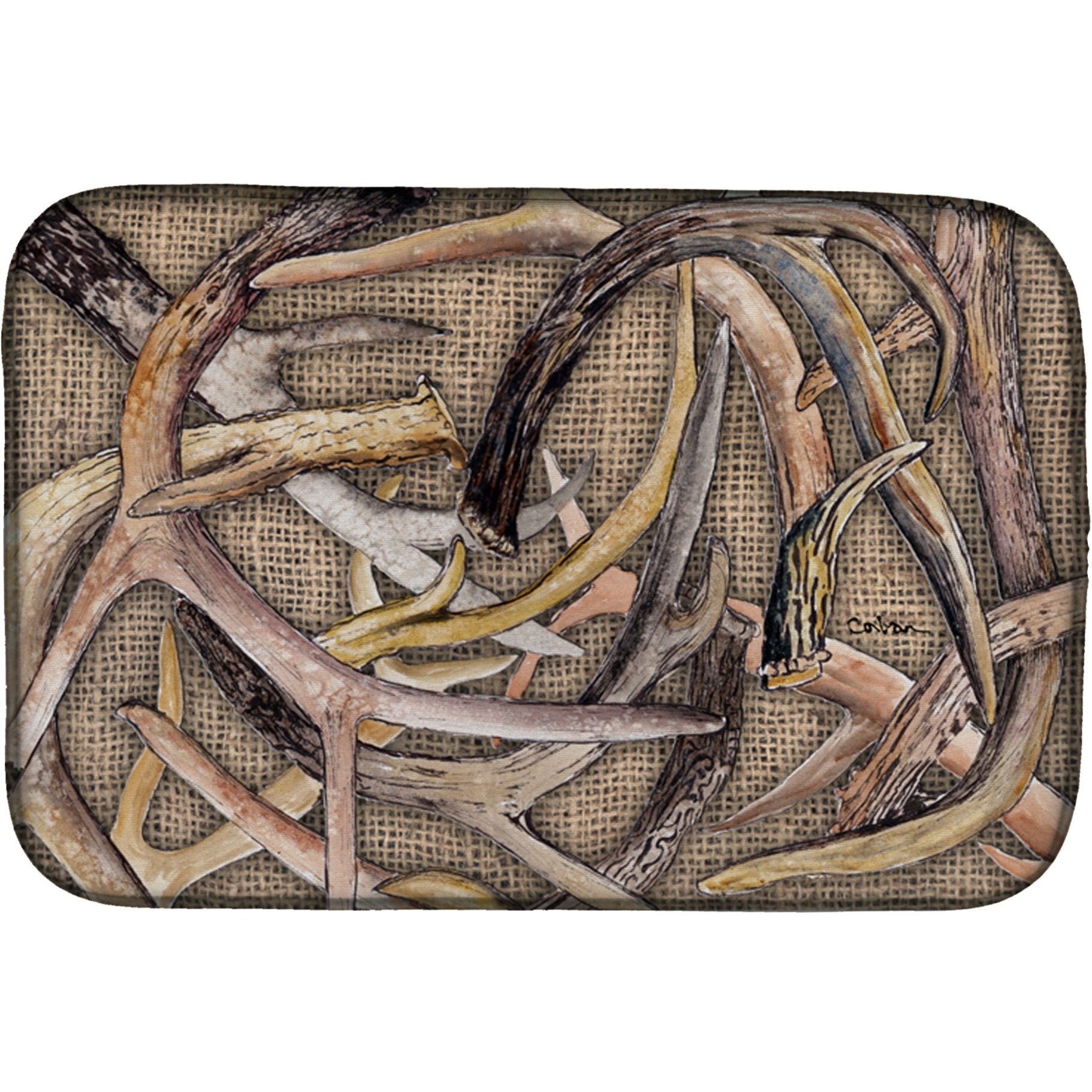 &quotCaroline's Treasures Deer Horns Dish Drying Mat, 14"" x 21"", Multicolor"