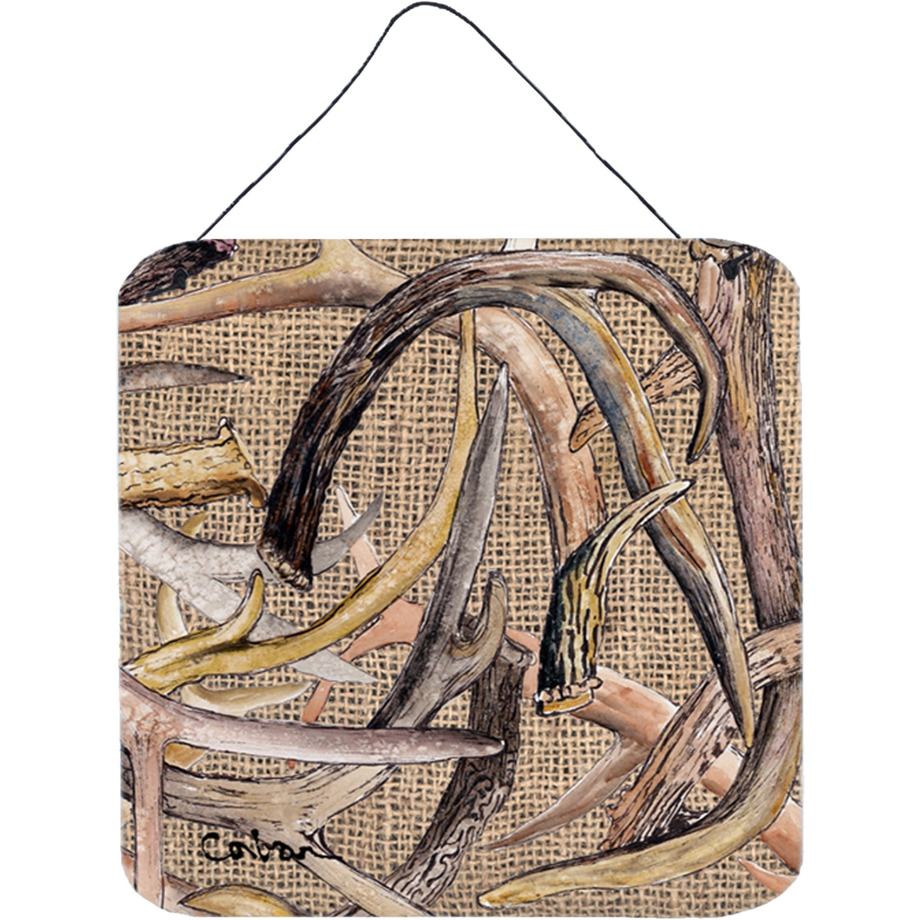 &quotCaroline's Treasures Deer Horns Aluminum Metal Wall or Door Hanging Prints, 6 x 6"", Multicolor"