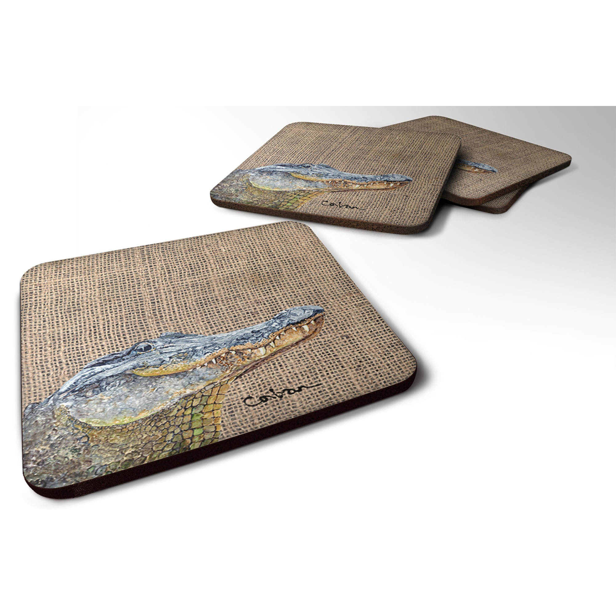 &quotCaroline's Treasures 8733FC Alligator Foam Coasters (Set of 4), 3.5"" H x 3.5"" W, Multicolor"