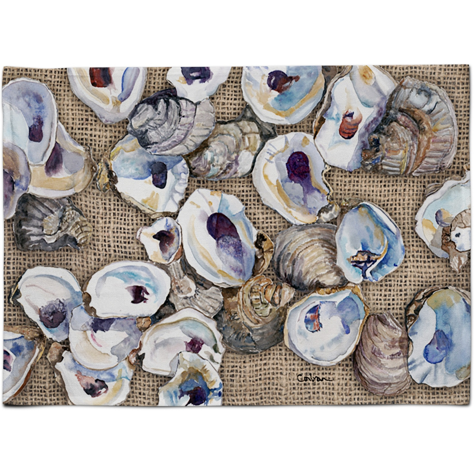 &quotCaroline's Treasures 8734PLMT Oyster Fabric Placemat, Multicolor"