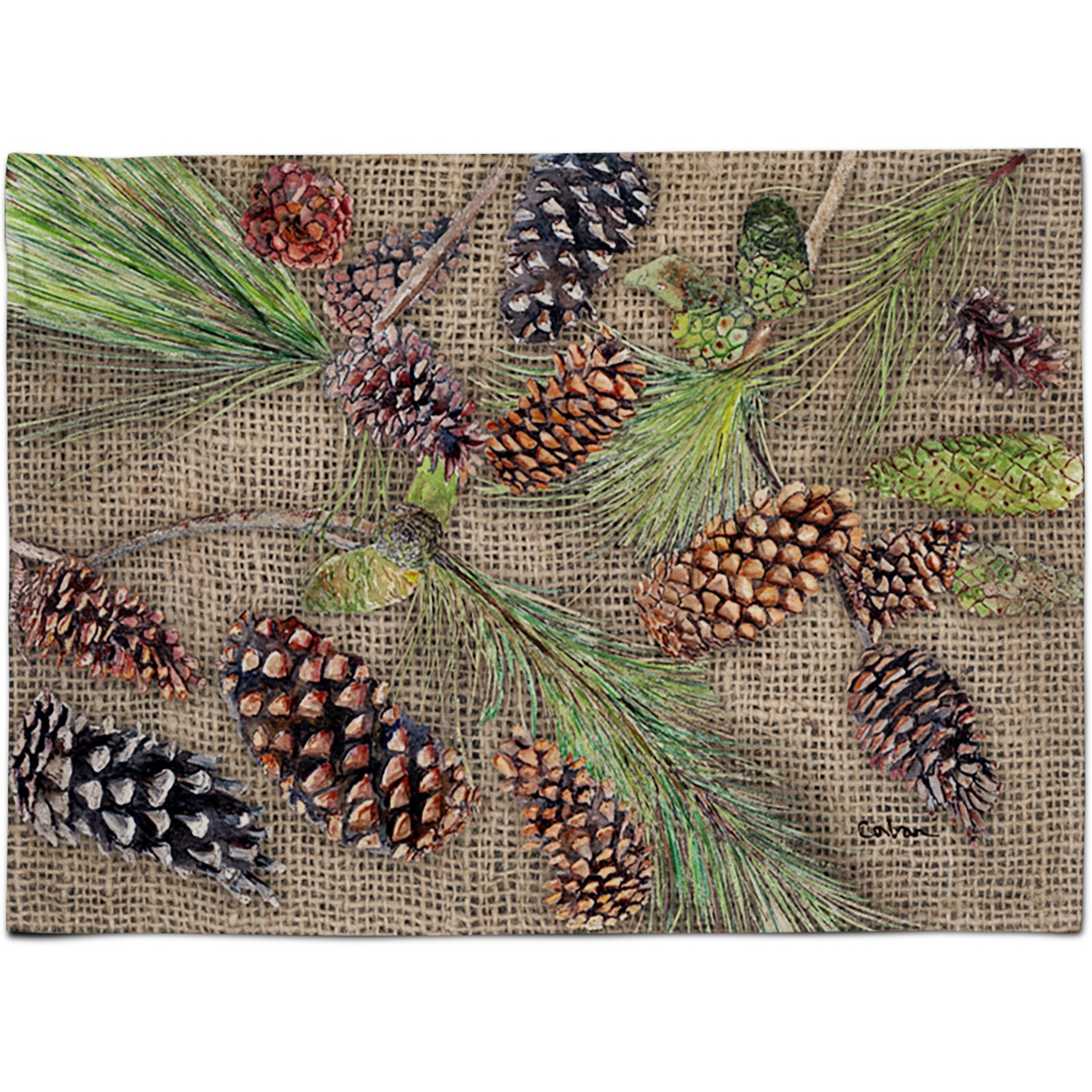 &quotCaroline's Treasures 8735PLMT Pine Cones Fabric Placemat, Multicolor"