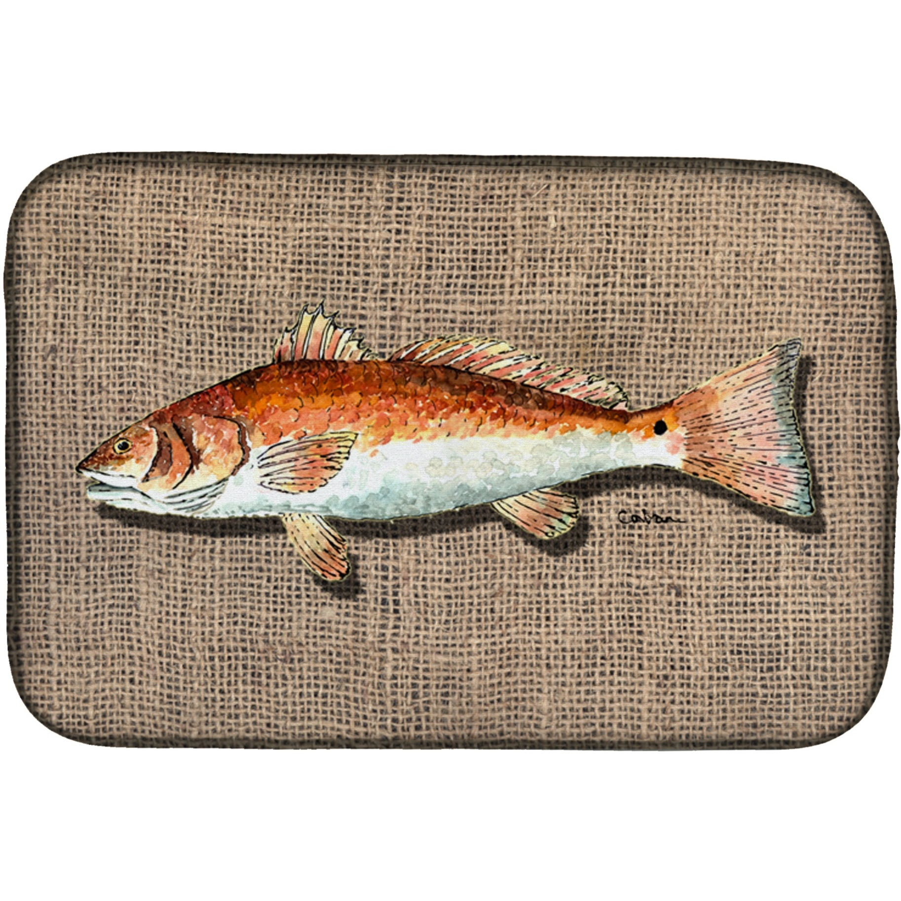 &quotCaroline's Treasures Fish Dish Drying Mat, 14"" x 21"", Multicolor"